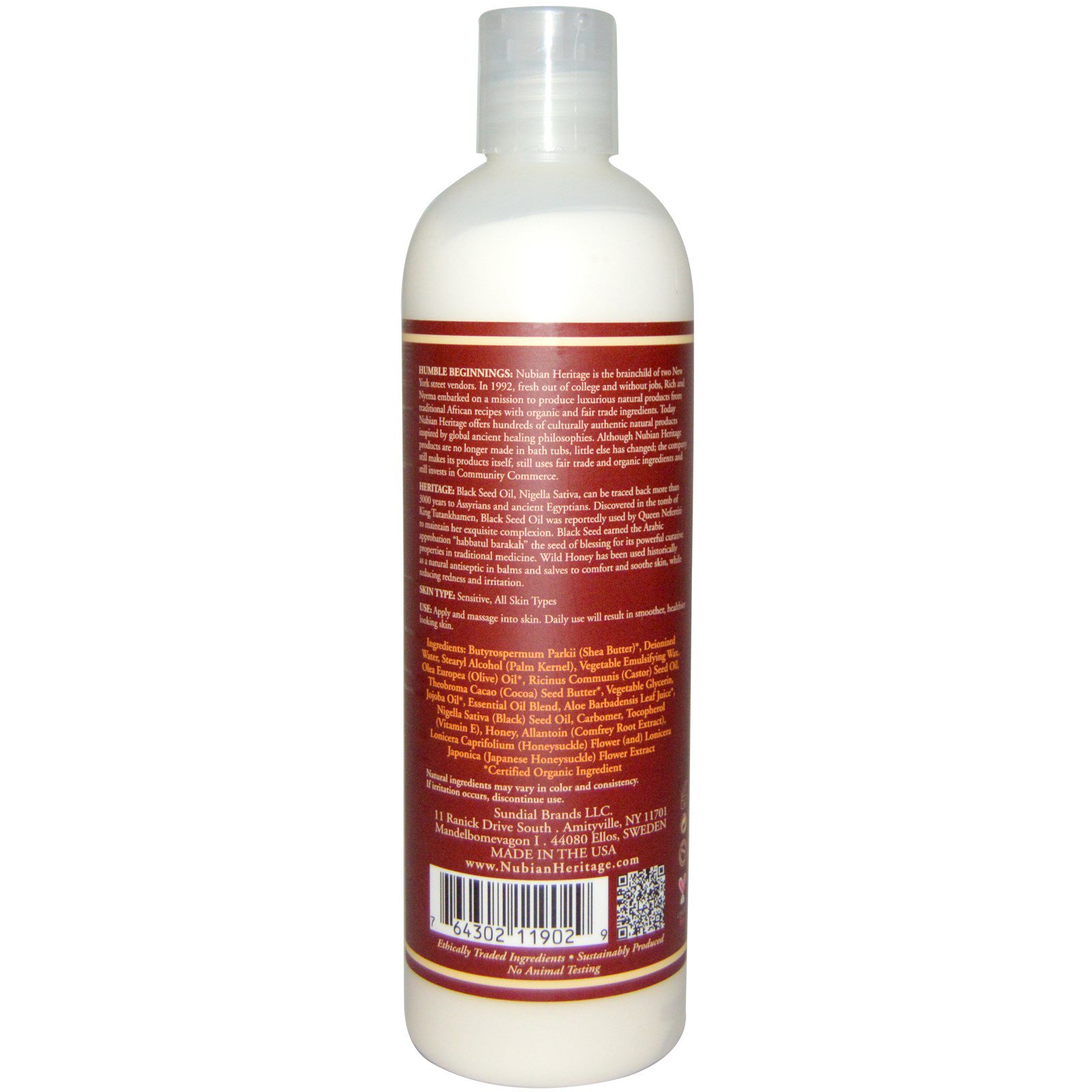 Nubian Heritage, Loção Corporal, Mel e Semente Preta, 13 fl oz (384 ml) - Imagem 2