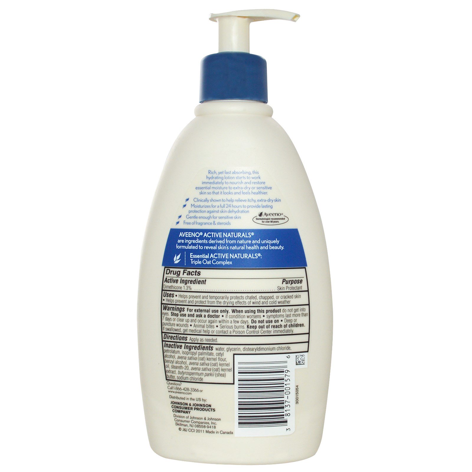 Aveeno, Ativos Naturais, Loção Hidratante Alívio 24hrs Para a Pele, Sem Odor, 12 fl oz (354 ml) - Imagem 2