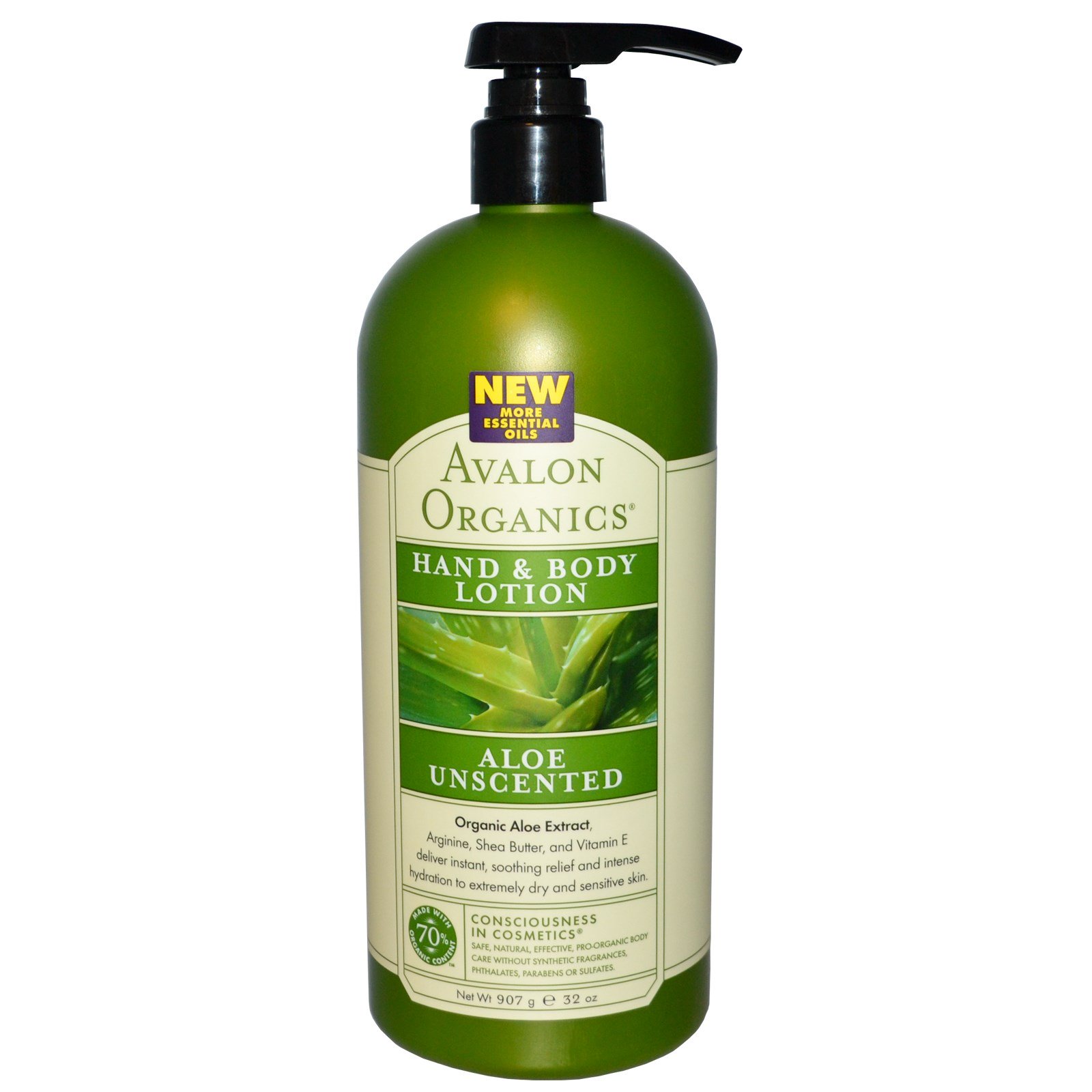 Avalon Organics, Loção Corporal e das Mãos, Aloe sem perfume, 32 oz (907 g)