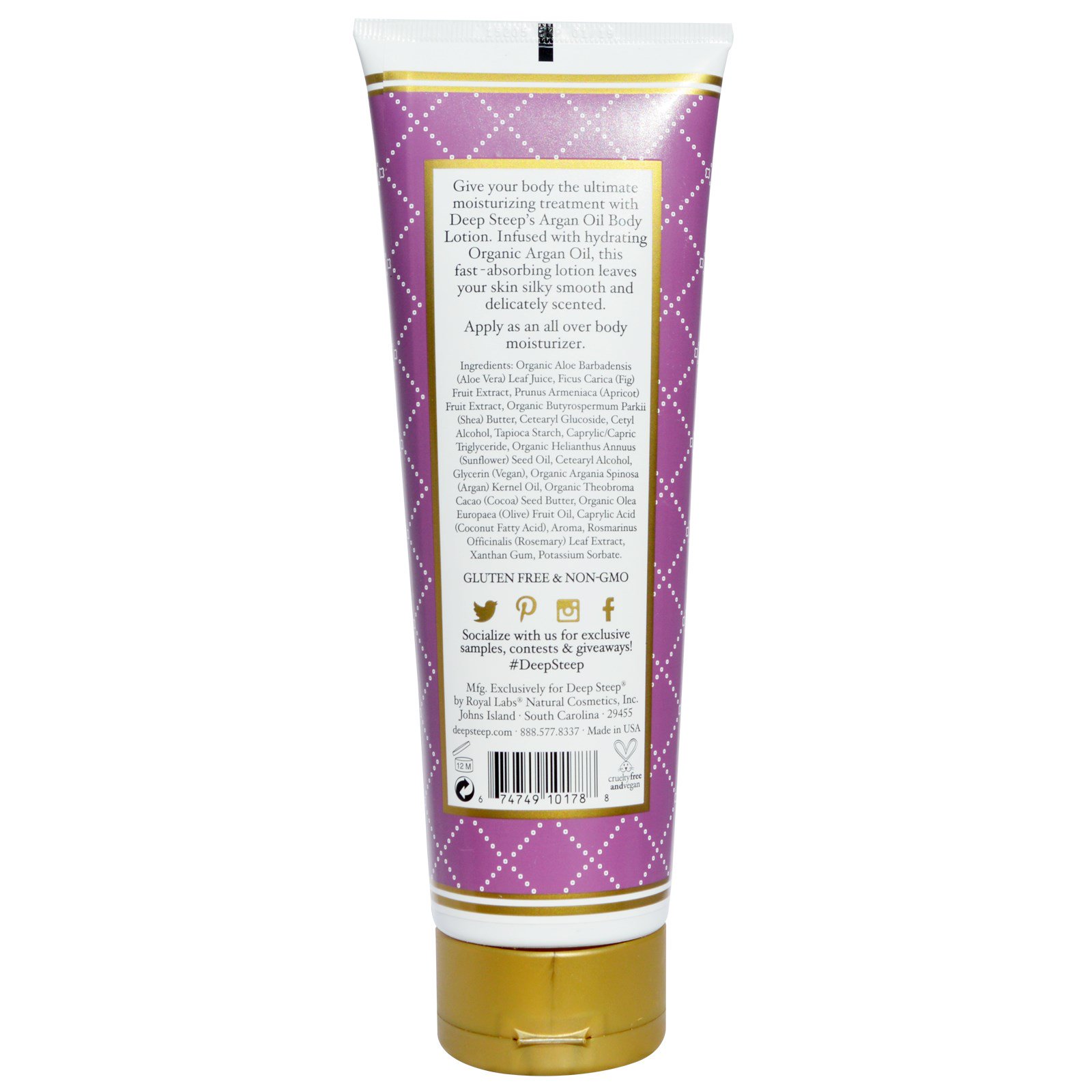 Deep Steep, Argan Oil Body Lotion, Fig - Apricot, 8 fl oz (237 ml) - Imagem 2