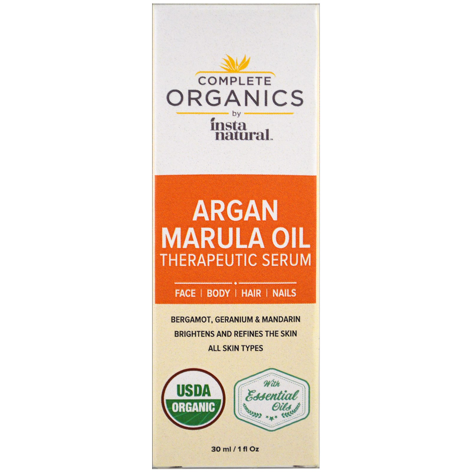 InstaNatural, Sérum Terapêutico de Óleo de Marula e de Argan Complete Organics, 1 fl oz (30 ml) - Imagem 2
