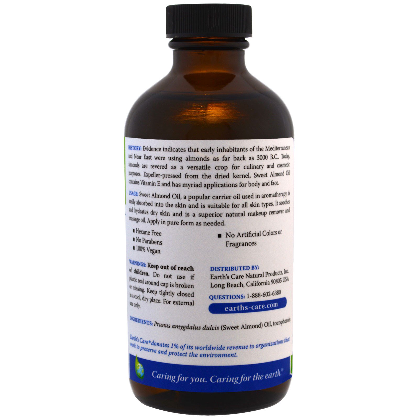 Earth's Care, Óleo de amêndoa doce, 8 oz (236 ml) - Imagem 2