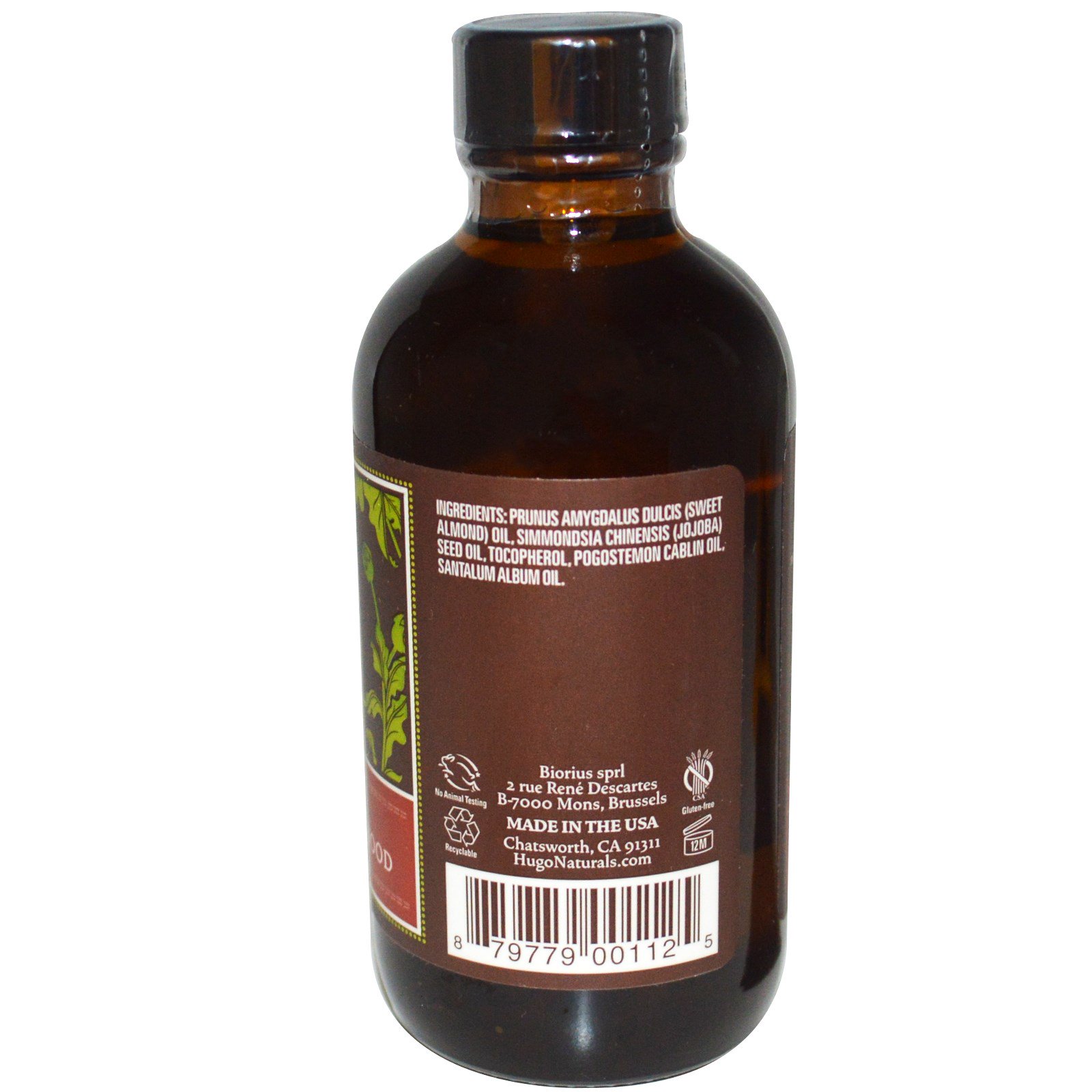 Hugo Naturals, Óleo Corporal e Massageador, Patchouli Indonésio e Sândalo, 118 ml (4 oz) - Imagem 2