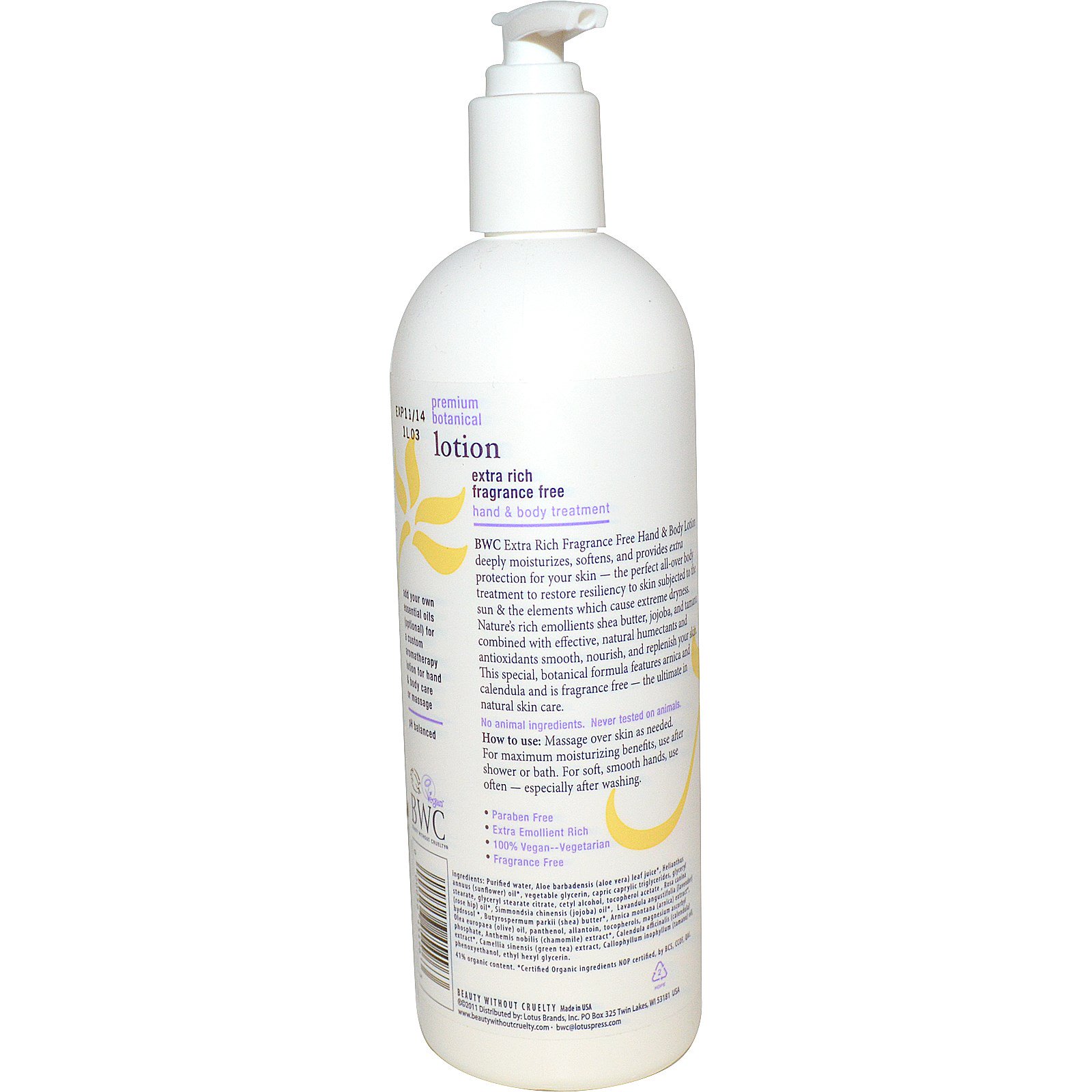 Beauty Without Cruelty, Loção Botânica Premium, Extra Rica, Sem Odor, 16 fl oz (473 ml) - Imagem 2