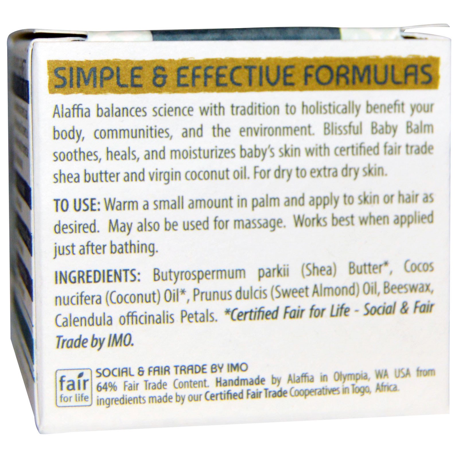 Alaffia, Bálsamo para um Bebê Feliz, para Pele Seca a Extra Seca, Sem Perfume, 2.0 fl oz (59 ml) - Imagem 2