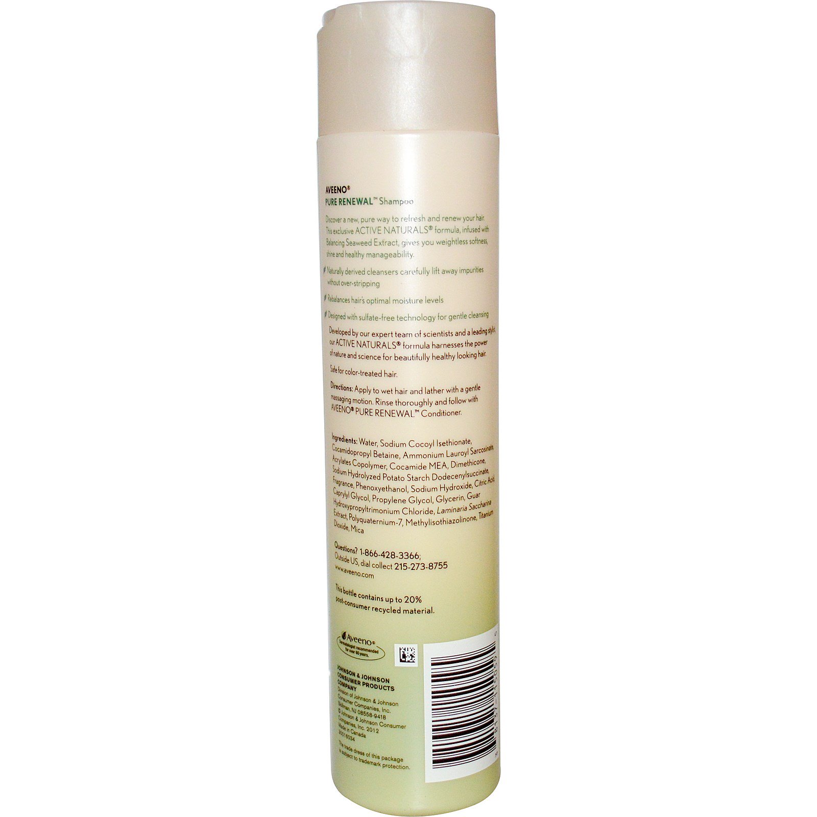Aveeno, Ativos Naturais, Shampoo de Renovação Total, 10.5 fl oz (311 ml) - Imagem 2