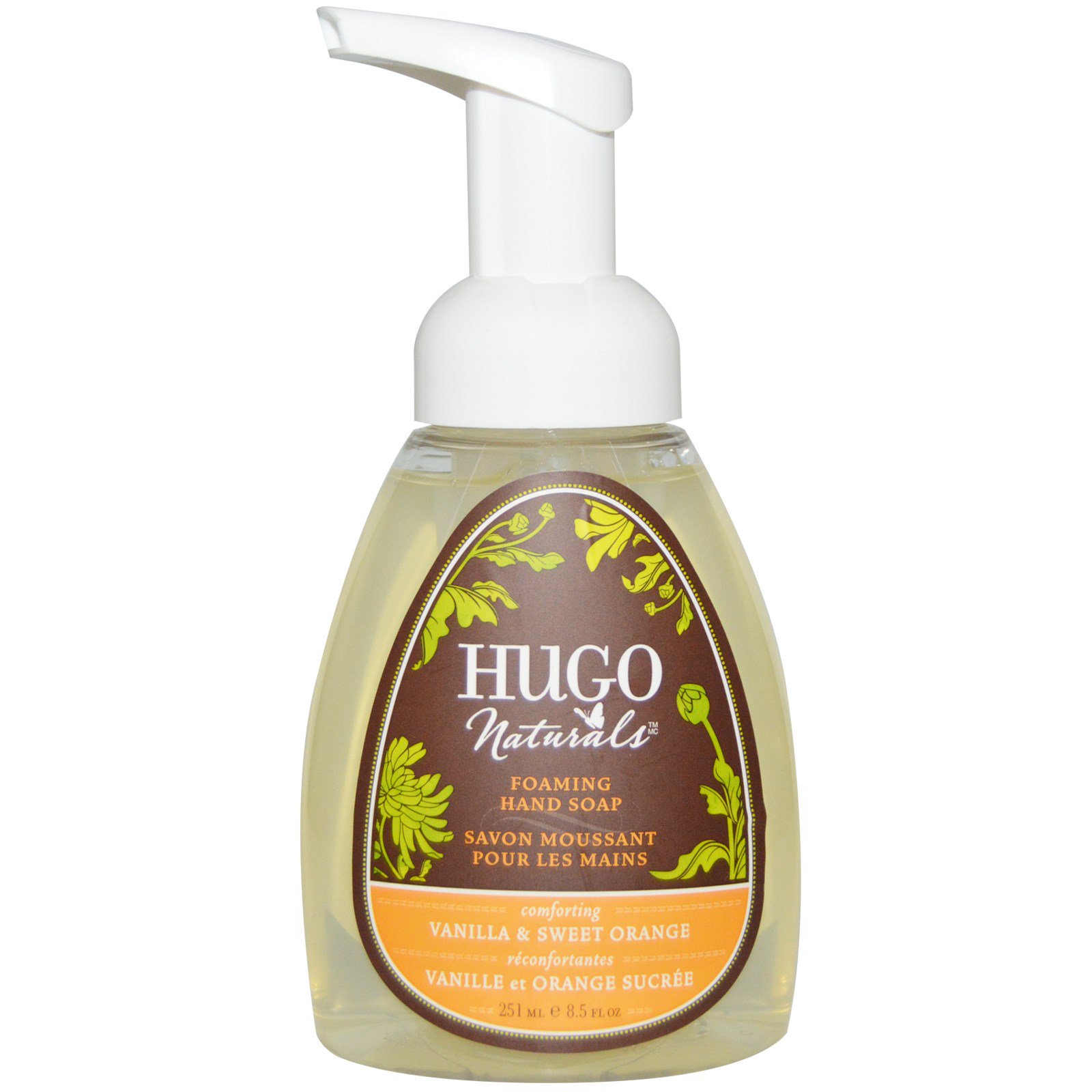 Hugo Naturals, Sabonete de Espuma para as Mãos, Baunilha e Laranja, 251 ml (8.5 fl oz)
