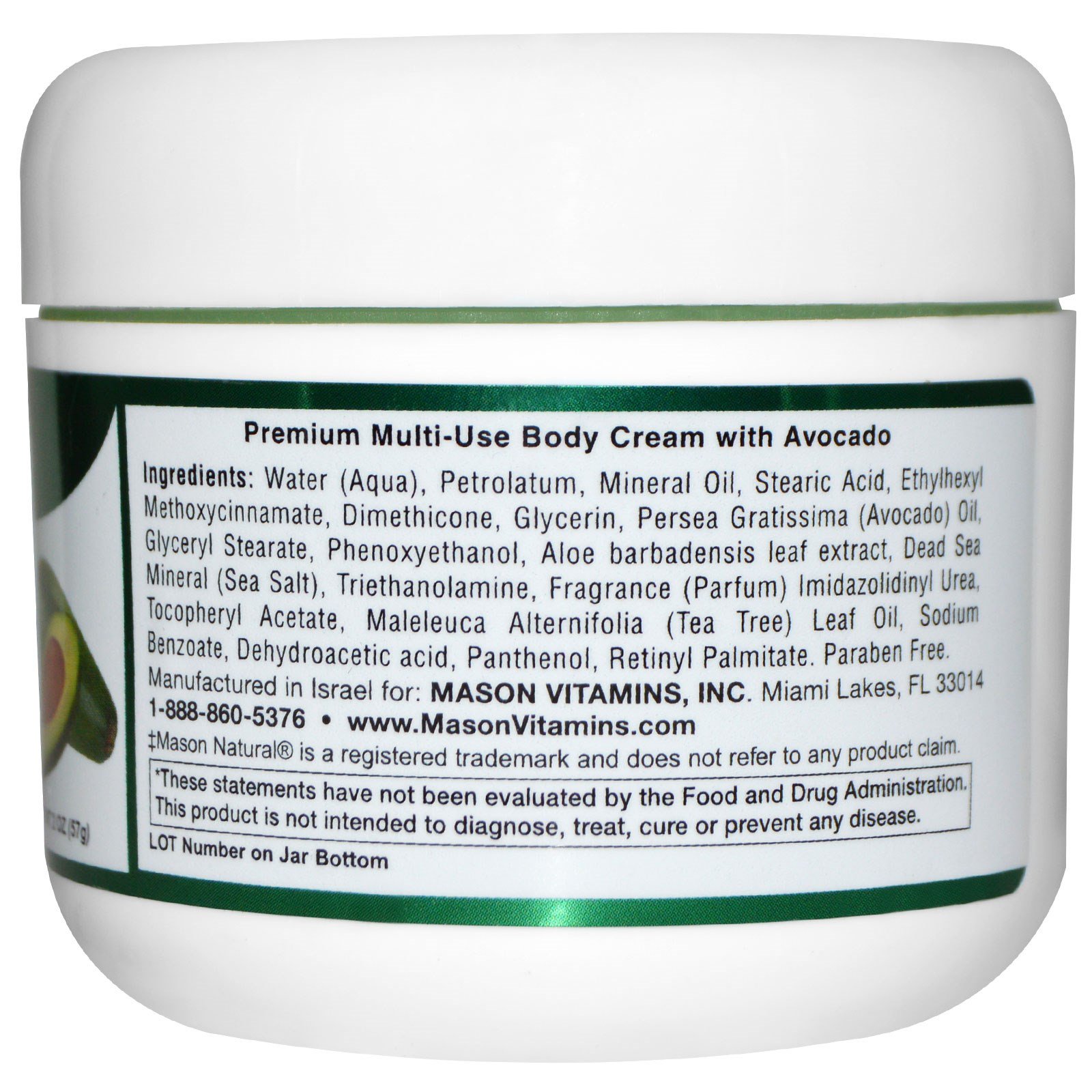 Mason Natural, Creme Corporal Mineral do Mar Morto com Avocado e Árvore do Chá, 2 oz (57 g) - Imagem 2