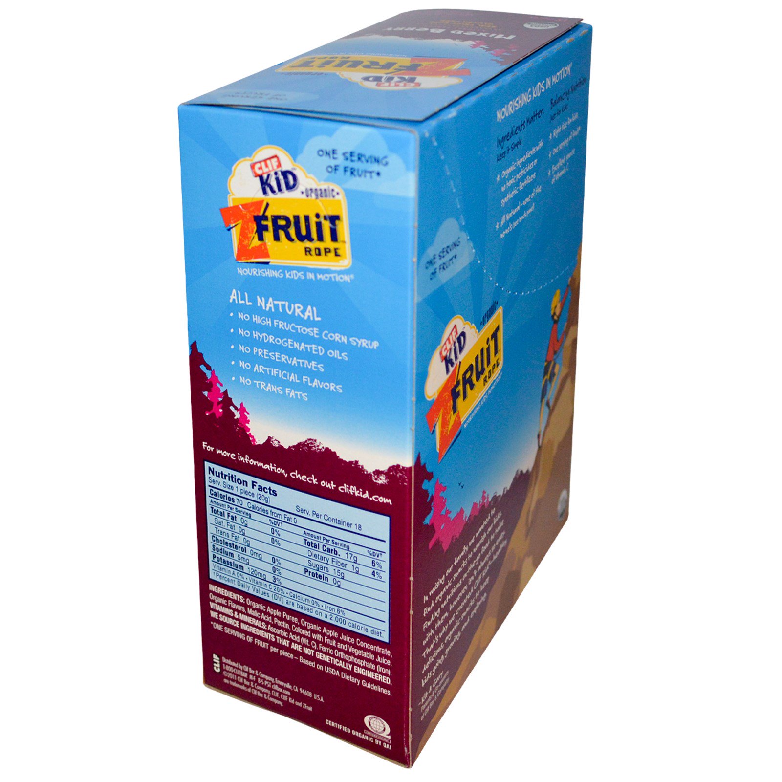 Clif Bar, Clif Kid, Corda ZFruit Orgânica, Bagas Mixtas, 18 Unidades, 0,7 oz (20 g) Cada - Imagem 2