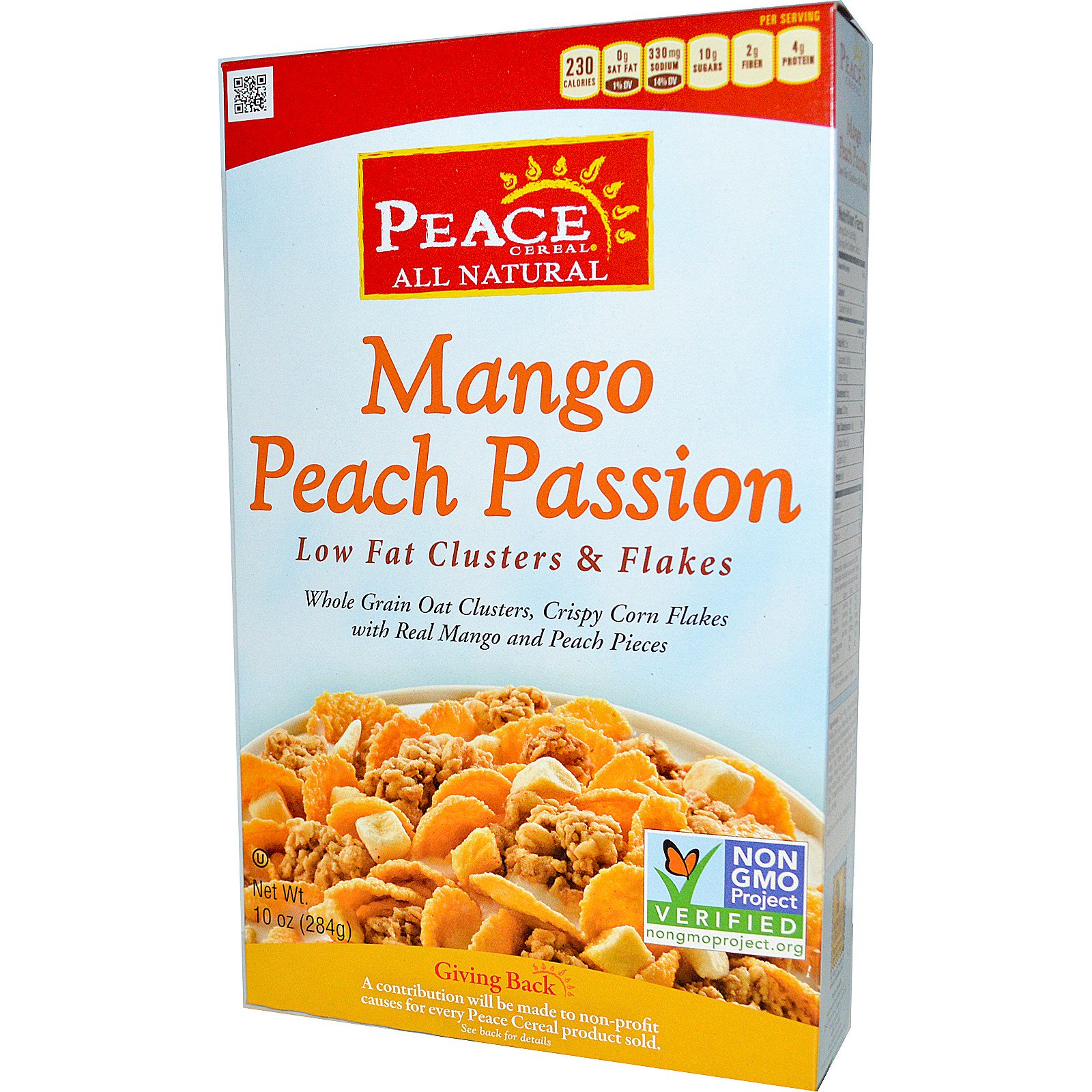 Peace Cereal, Grânulos & Flocos com Baixo Teor de Gordura, Manga Pêssego Paixão, 10 onças (284 g)