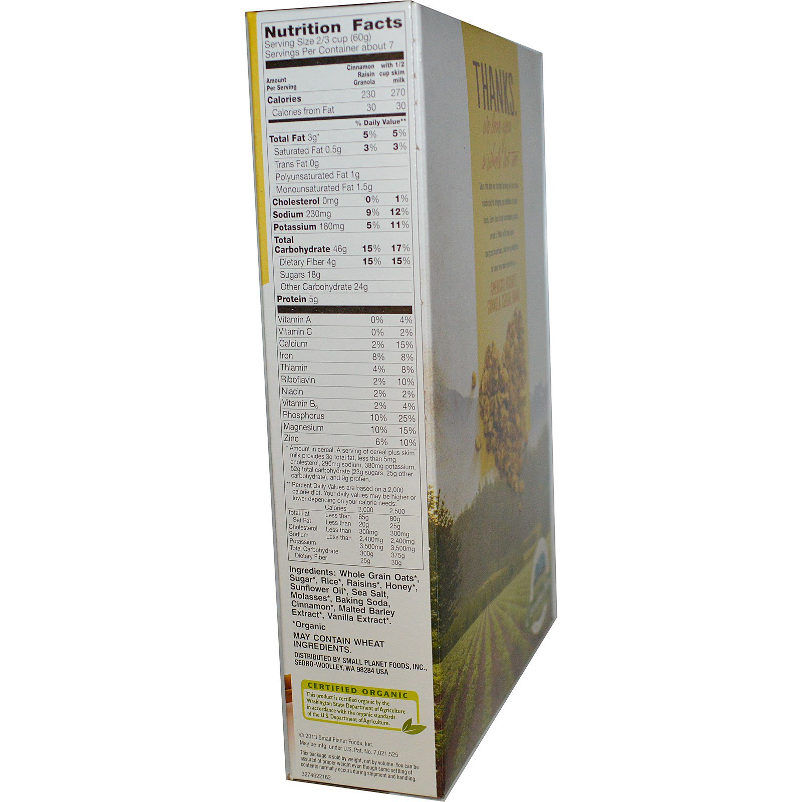 Cascadian Farm, Orgânico, Granola de Canela e Passas, 15.6 oz (442 g) - Imagem 2