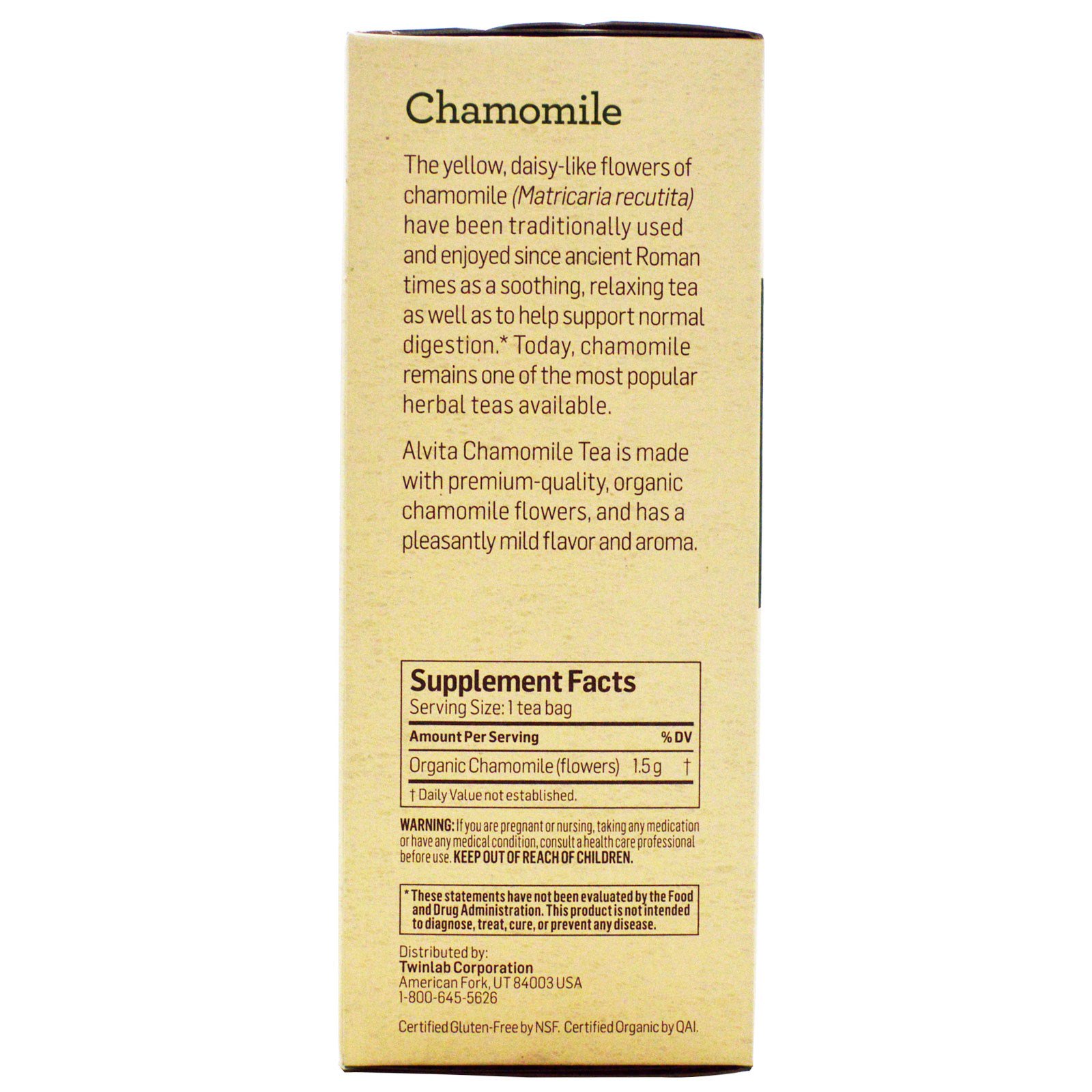 Alvita Teas, Orgânico, Chá de Camomila, Sem Cafeína, 24 Sacos de Chá, 1,27 oz (36 g) - Imagem 2