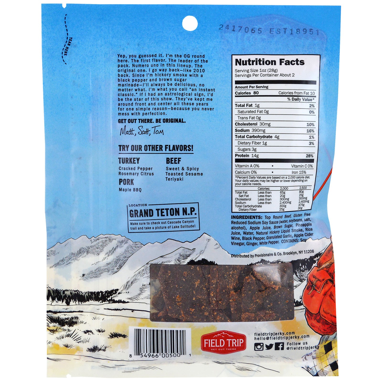Field Trip Jerky, Beef Jerky, Original, 2.2 oz (62 g) - Imagem 2