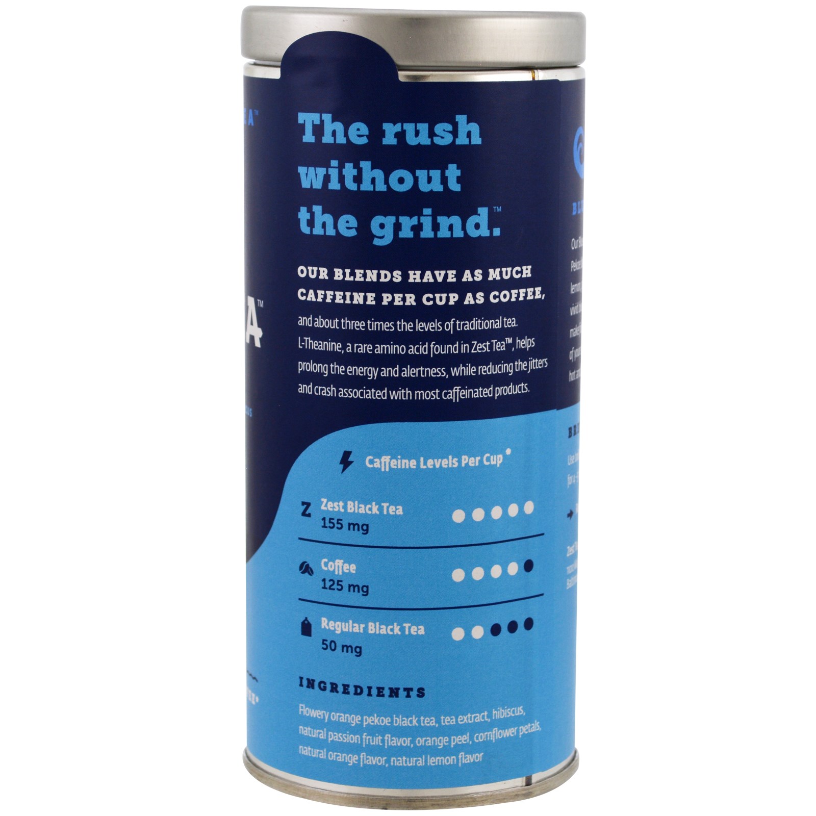 Zest Tea LLZ, Chá de Alta Octanagem, Dama Azul, 16 Sachês, 1,41 oz (40 g) - Imagem 2