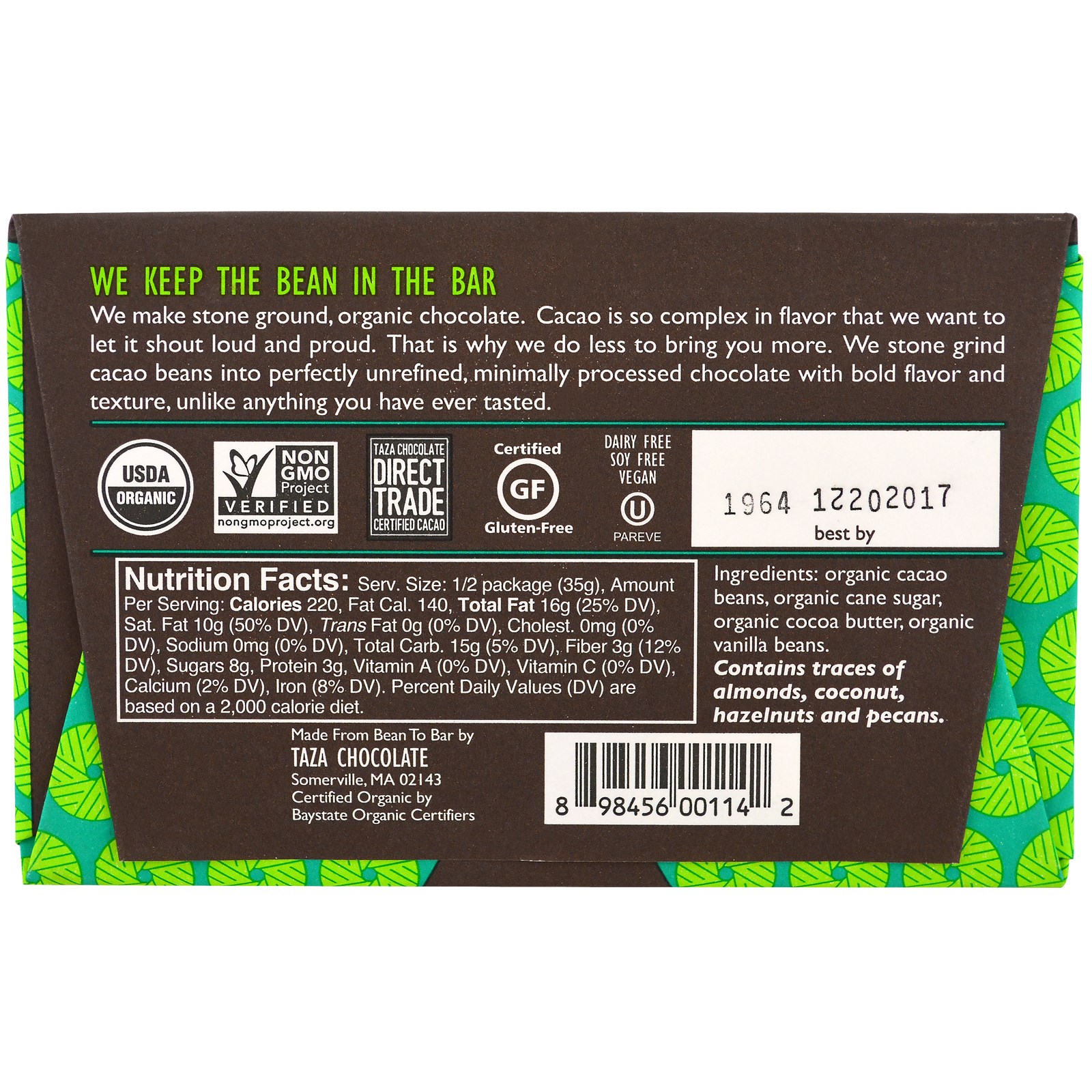 Taza Chocolate, Orgânico, Barra de Chocolate 80% Amargo e Moído em Pedra, República Dominicana, 70 g (2,5 oz) - Imagem 2