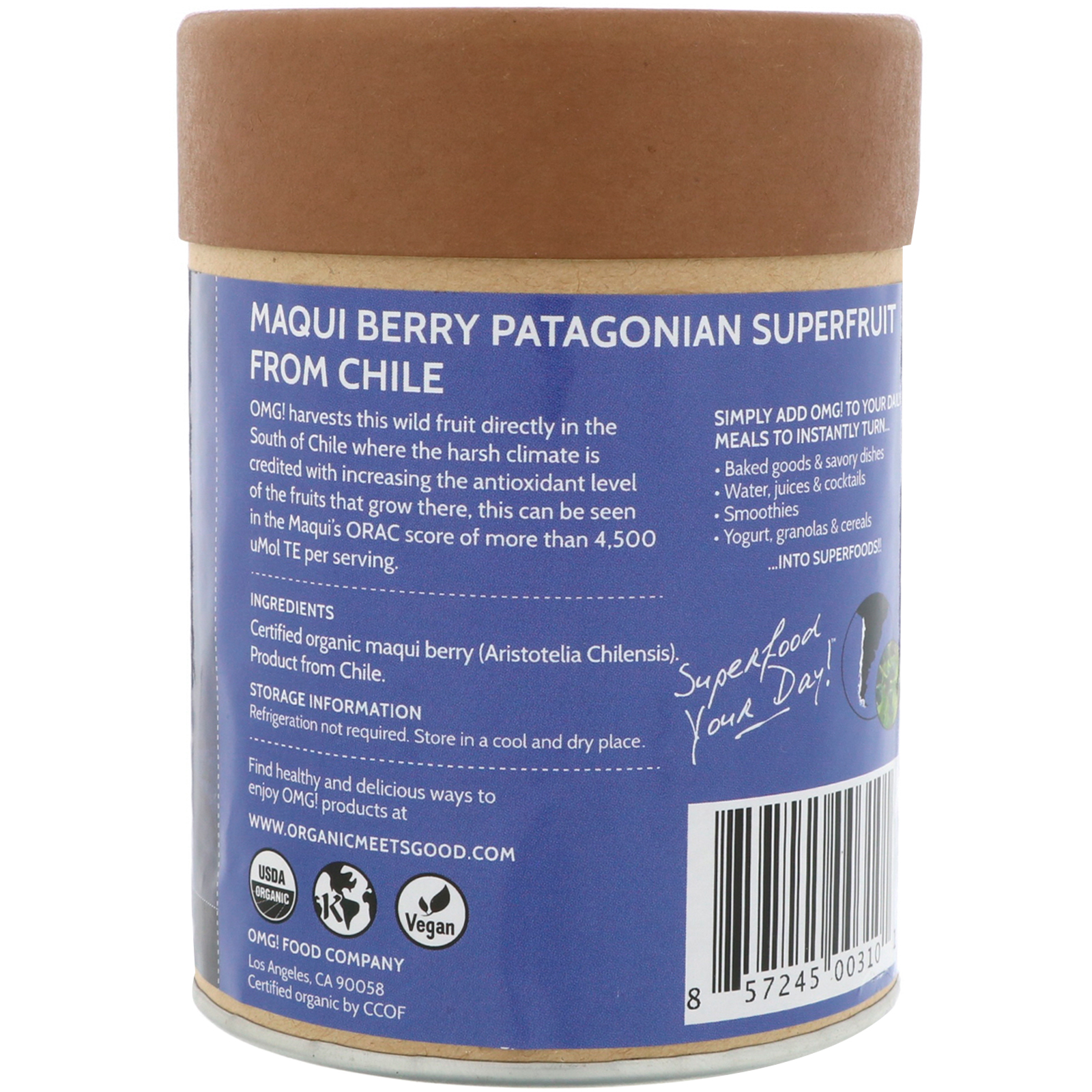 OMG! Food Company, LLC, Orgânico, Pó de Maqui Berry Natural, 4 oz (113 g) - Imagem 3