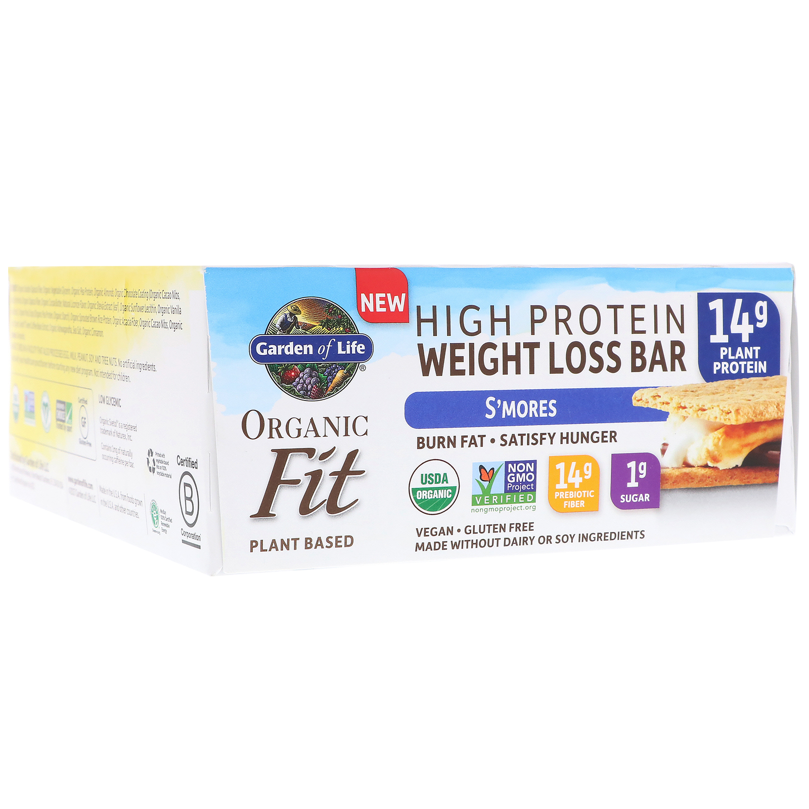 Garden of Life, Fit Orgânico, Barrinha para Perda de Peso Rica em Proteína, S'mores, 12 Barrinhas, 1,9 oz (55 g) Cada - Imagem 3