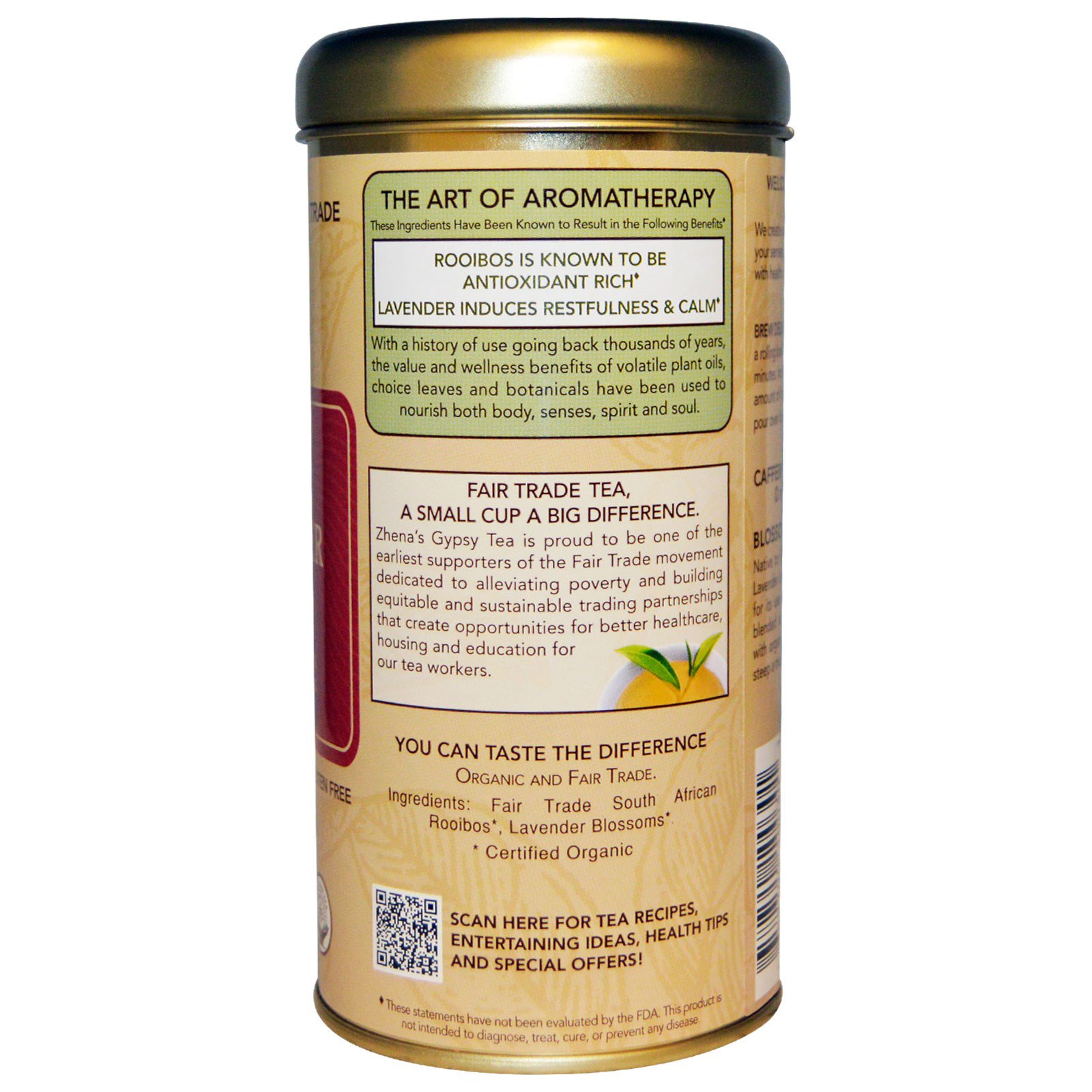 Zhena's Gypsy Tea, Orgânico, Lavanda Vermelha, Chá Herbáceo Vermelho, Sem Cafeína, 22 Sachês, 1.55 oz (44 g) - Imagem 2