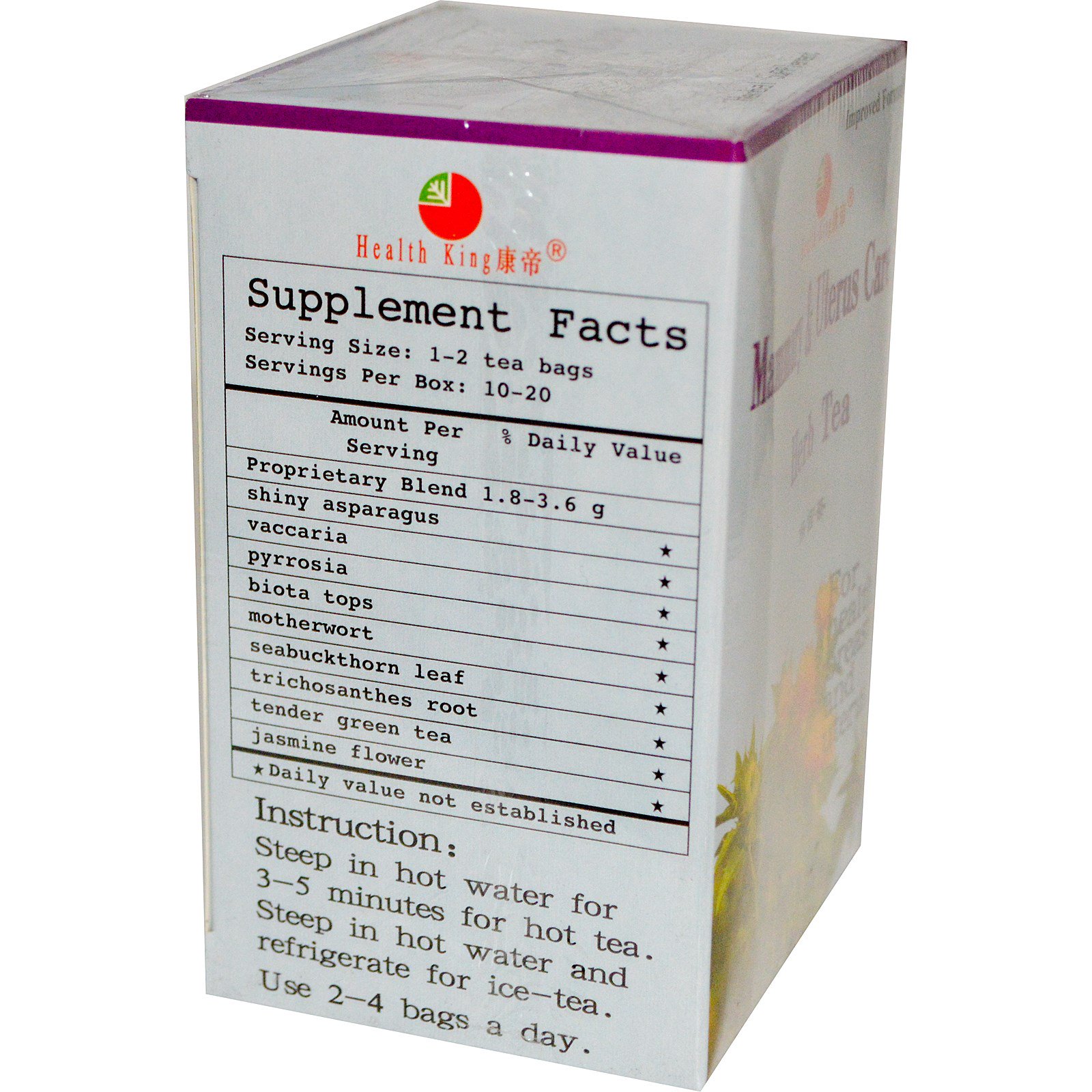 Health King, Chá Herbáceo para as Mamas e o Útero, 20 Saquinhos, 36 g (1,26 oz) - Imagem 2