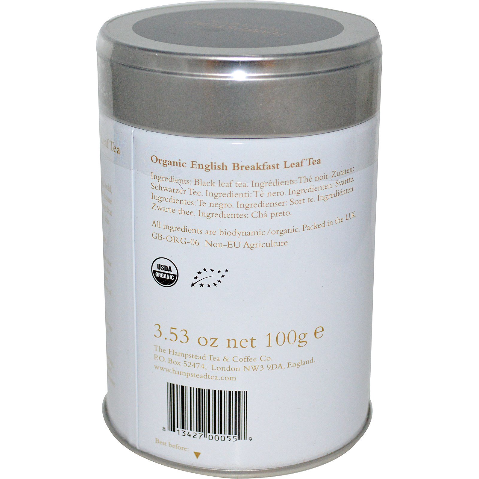 Hampstead Tea, Orgânico, Café da Manhã Inglês, 100 g (3.53 oz) - Imagem 2