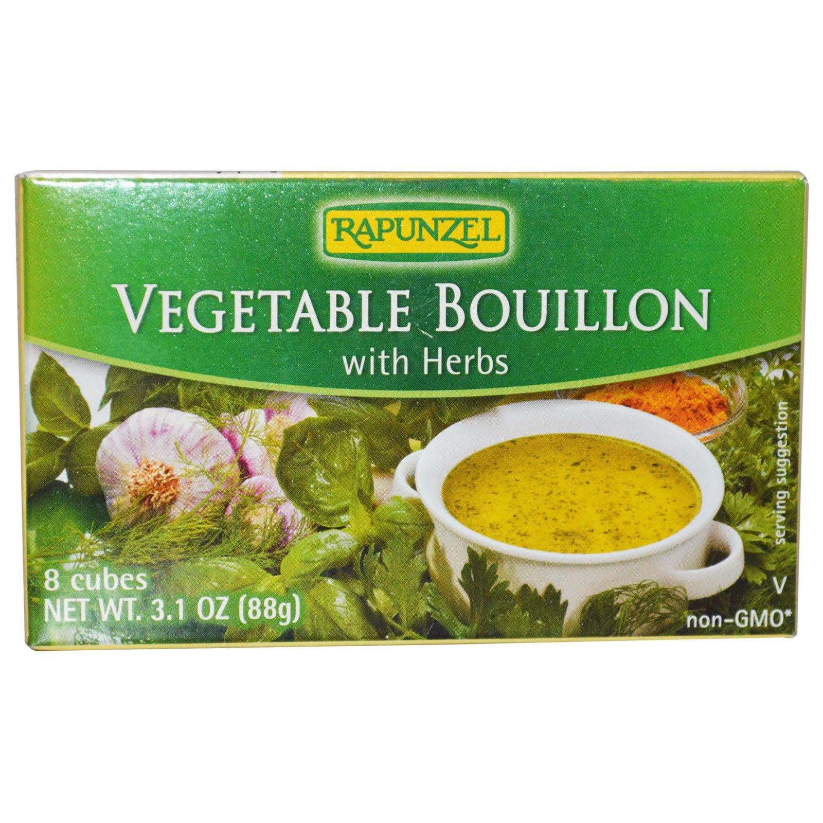 Rapunzel, Caldo Vegano de Legumes com Ervas, 8 Cubos, 88 g (3,1 oz)