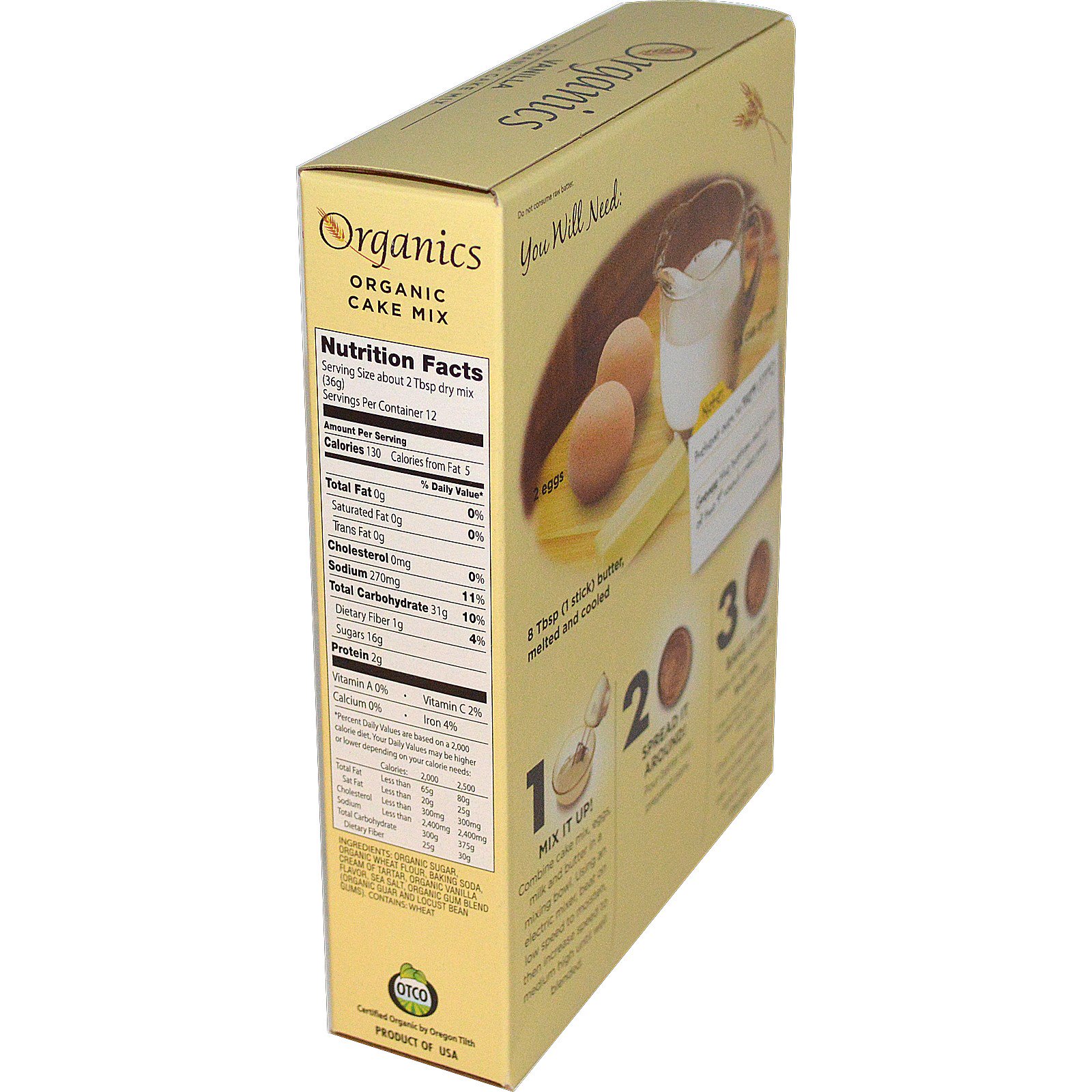 European Gourmet Bakery, Mistura Orgânica para Bolo de Baunilha, 432,27 g (15,25 oz) - Imagem 2