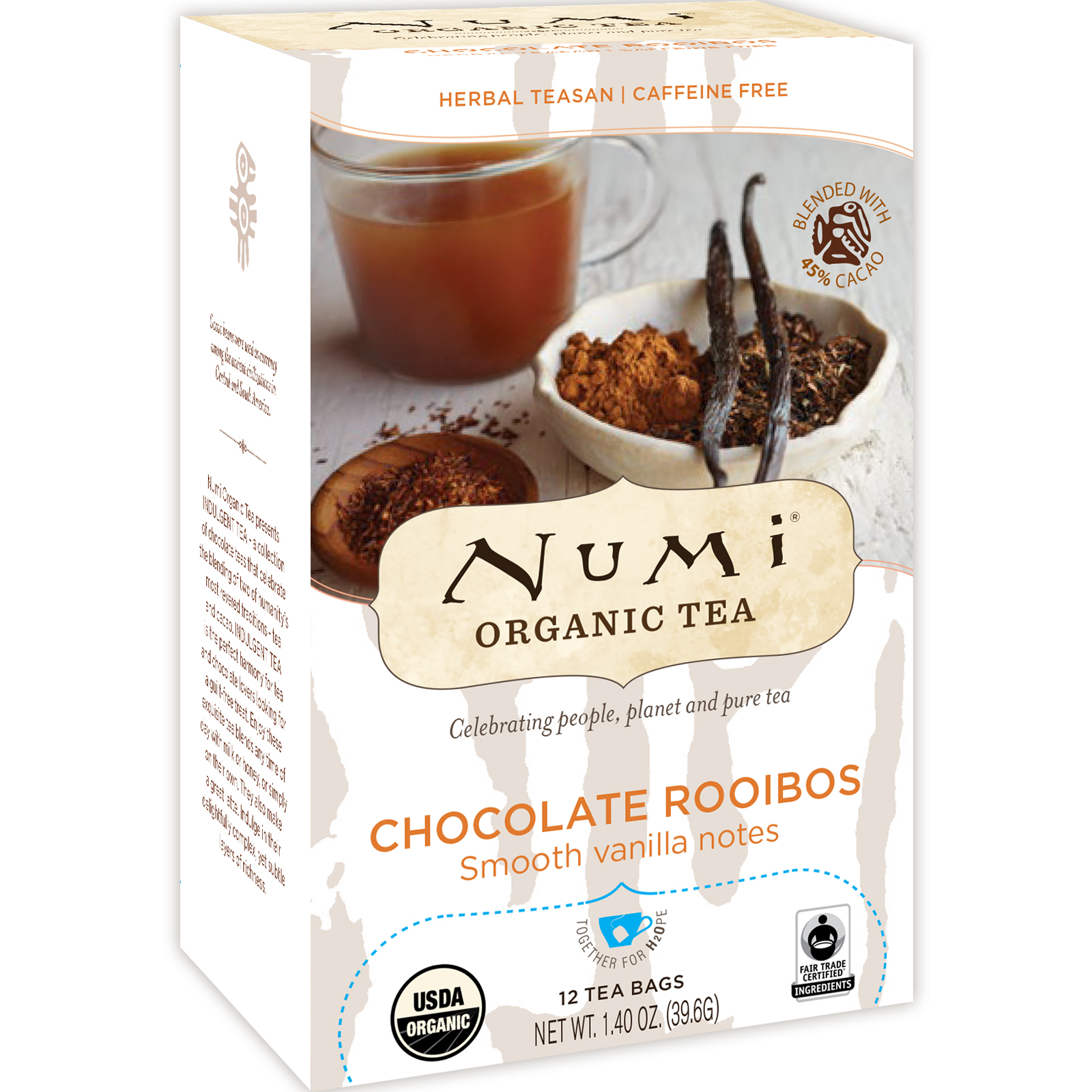 Numi Tea, Organic Tea, Herbal Teasan, Chocolate Rooibos, 12 Tea Bags, 1.40 oz (39.6 g)
