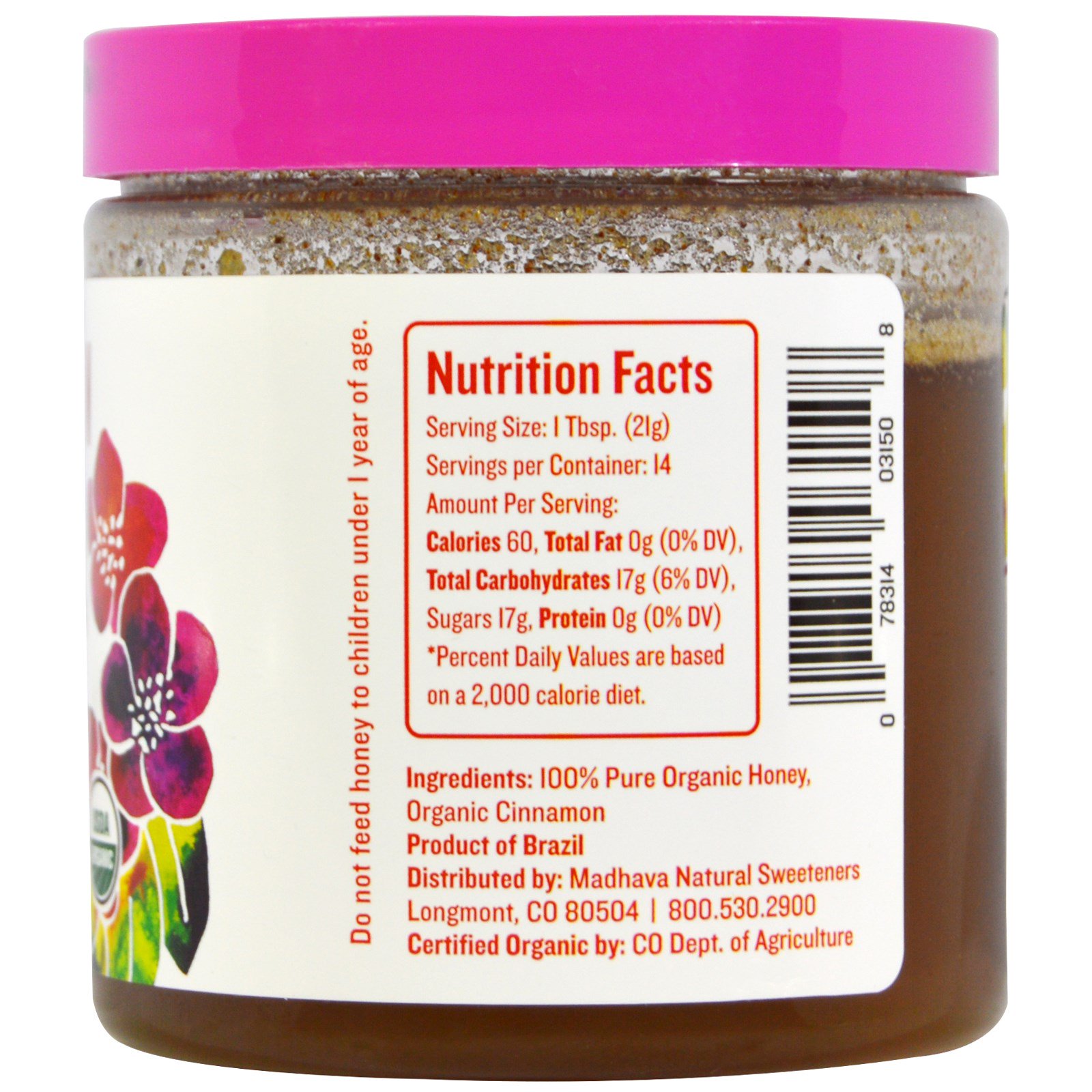 Madhava Natural Sweeteners, Mel Orgânico Batido com Canela, 10,5 oz (298 g) - Imagem 2