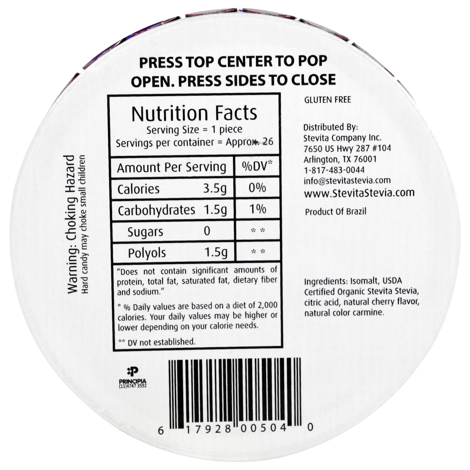 Stevita, Doce de Cereja Forte, Sem Açúcar, 40 g - Imagem 2