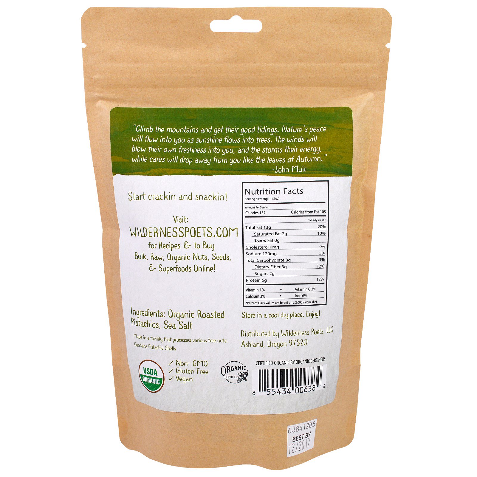 Wilderness Poets, Roasted and Salted Pistachios, 8 oz, (226.8 g) - Imagem 2