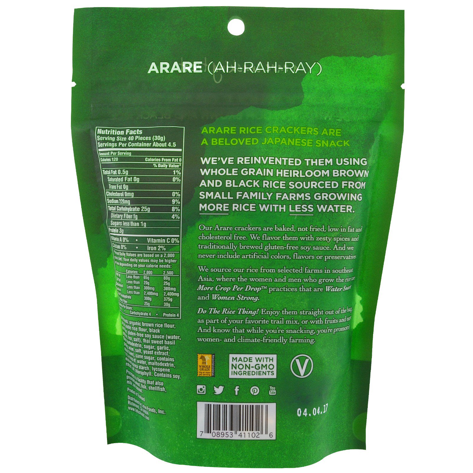 Lotus Foods, Biscoitos de Arroz Arare, Thai Agridoce, 5 oz (142 g) - Imagem 2