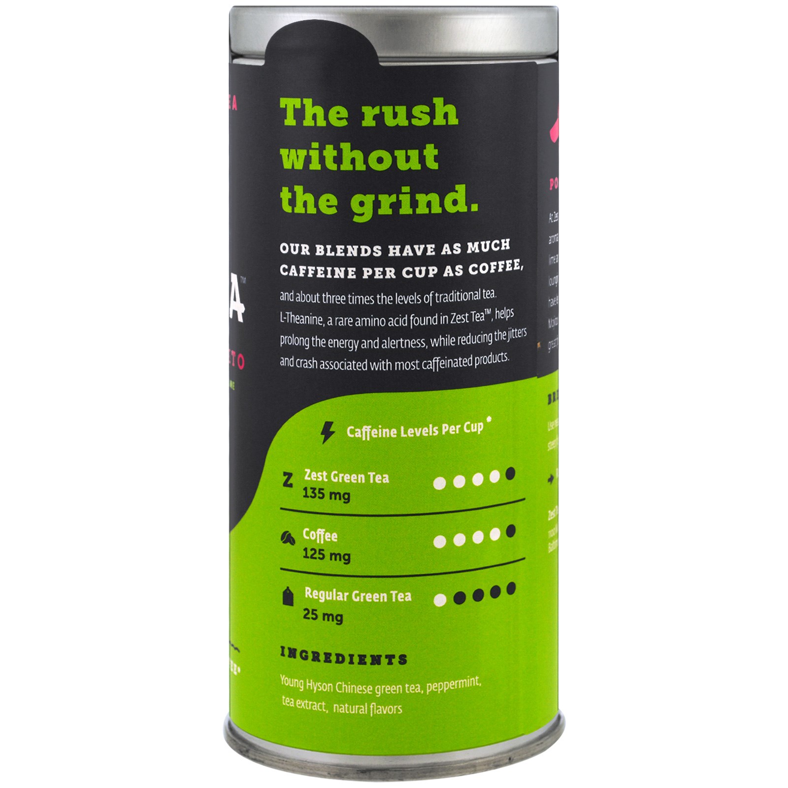 Zest Tea LLZ, Chá com Alto Teor de Octanos, Mojito de Romã, 16 Saquinhos, 40 g (1,41 oz) - Imagem 2