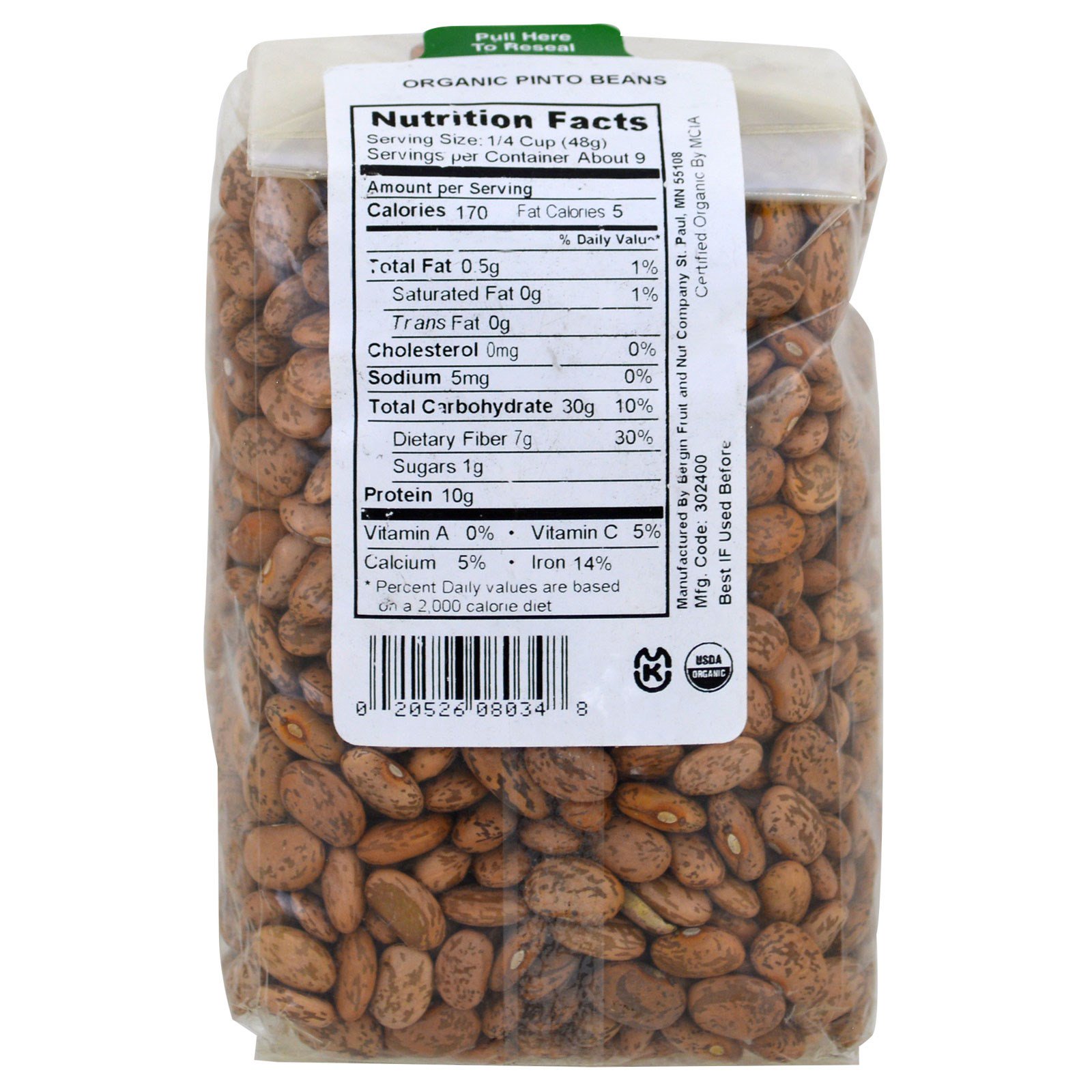 Bergin Fruit and Nut Company, Feijão Carioca Orgânico, 16 oz (454 g) - Imagem 2