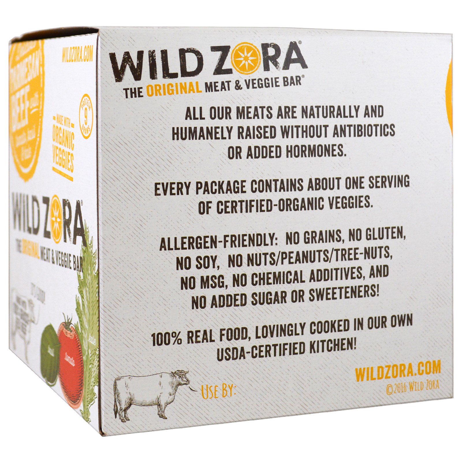 Wild Zora Foods LLC, Parmesan Beef with Tomato, Basil & Kale, Veggie and Meat Bars, 10 Packs, 1.0 oz (28 g) - Imagem 2