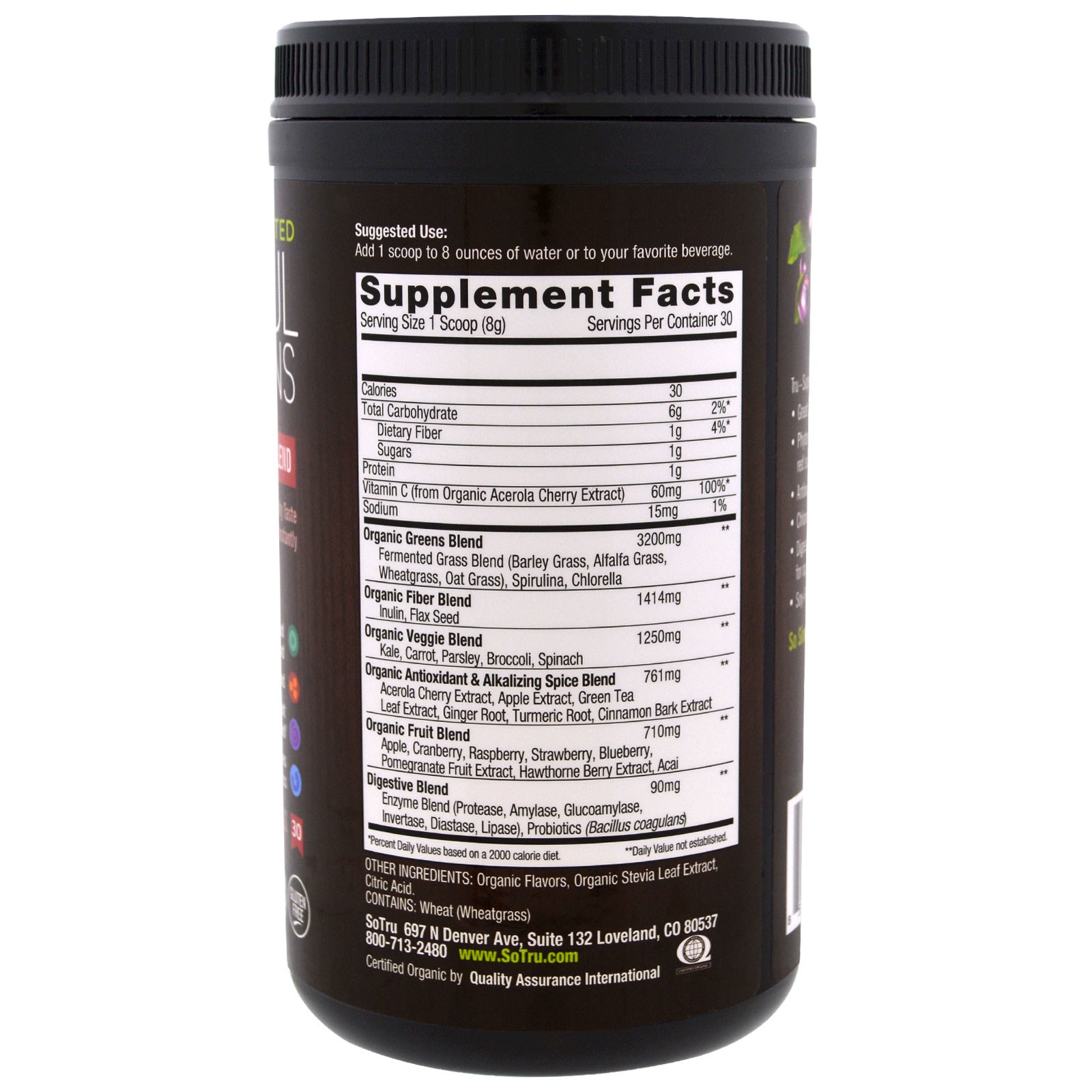 SoTru, Fermentado Orgânico, Vegetais Benéficos, 8.46 oz (240 g) - Imagem 2