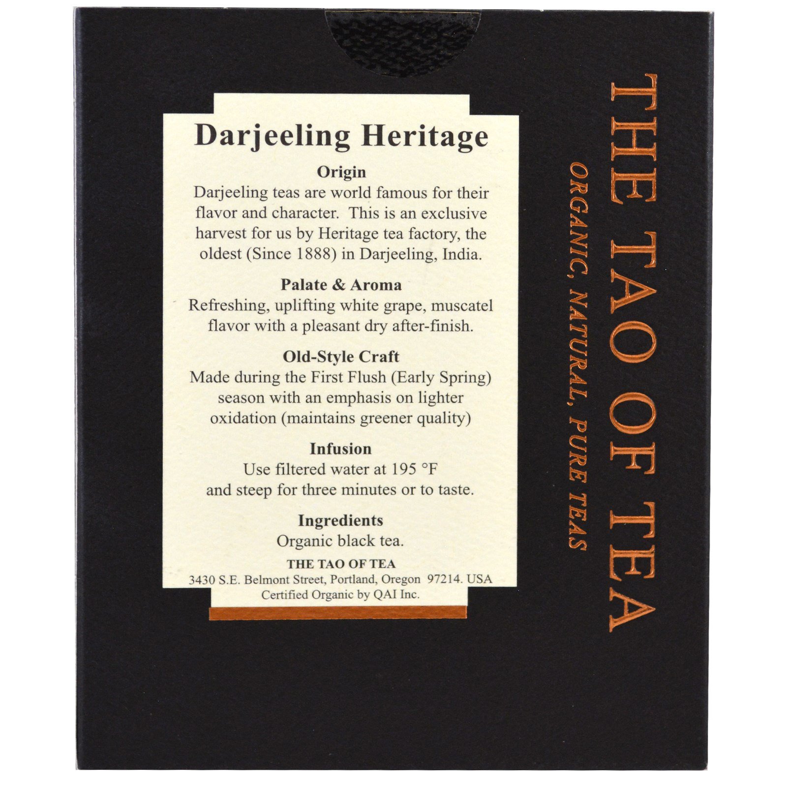 The Tao of Tea, Chá Orgânico Darjeeling Heritage, 15 Saquinhos Piramidais, 37,5 g (1,32 oz) - Imagem 2