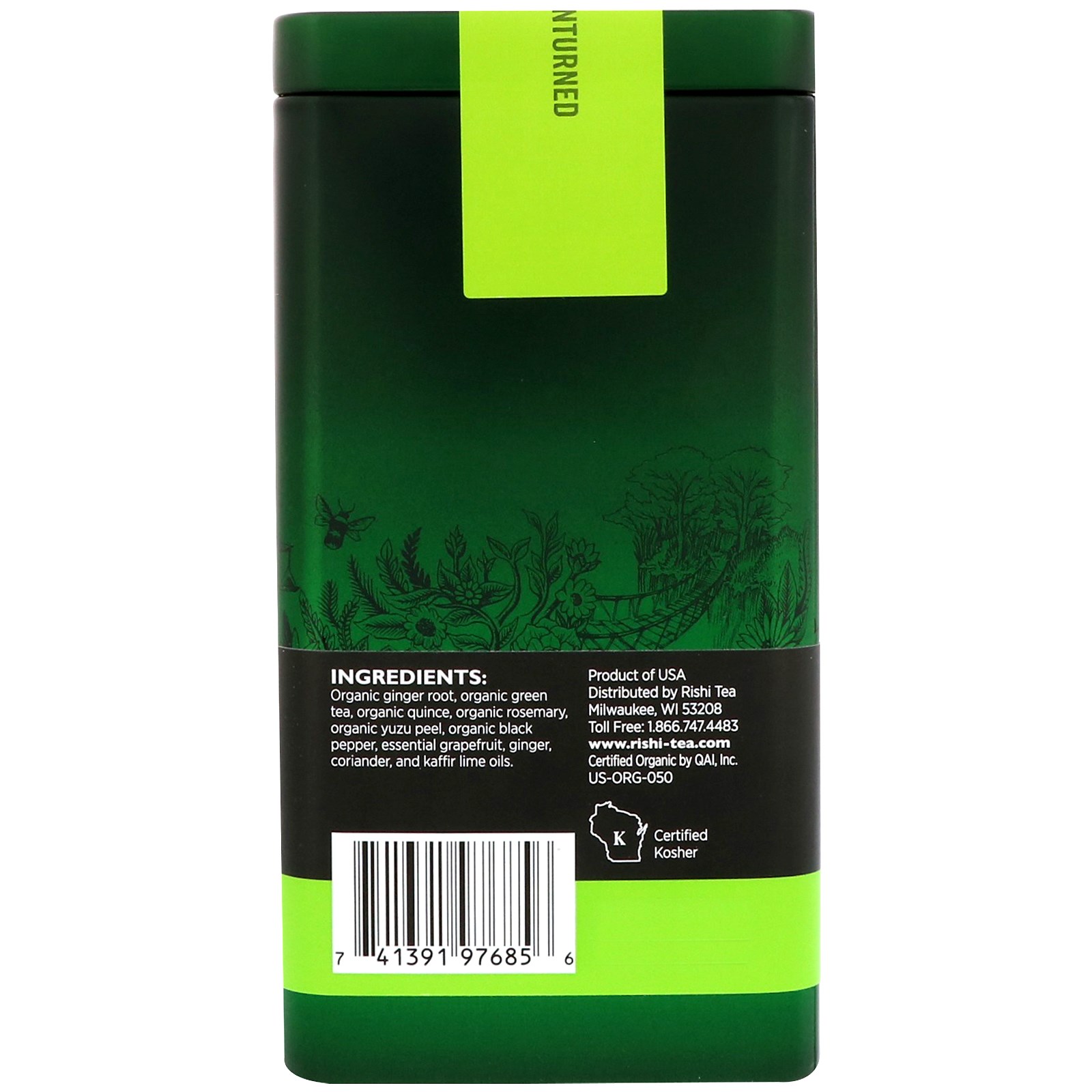 Rishi Tea, Chá verde de folhas soltas orgânico, Pó de maca com gengibre, 2.12 oz (60 g) - Imagem 2