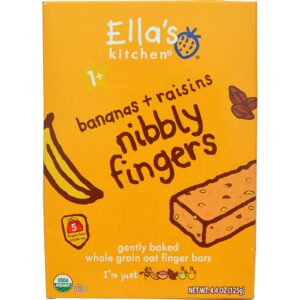 Ella's Kitchen, Nibbly Fingers, Banana e Passas, 5 Barras, 4.4 oz (8g) Cada