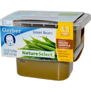 Gerber, 1ª Refeição, Seleção Natural, Vagens, 2 Pacotes, 2,5 oz (71 g) Cada