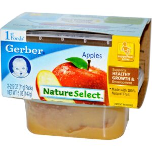 Gerber, 1ª Refeição, Seleção Natural, Maçãs, 2 Pacotes, 2,5 oz (71 g) Cada