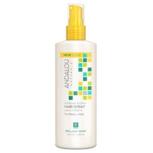 Andalou Naturals, Spray para cabelo, Brilho luminoso, Girassol e Citrus, Fixação Média, 8.2 fl oz (242 ml)
