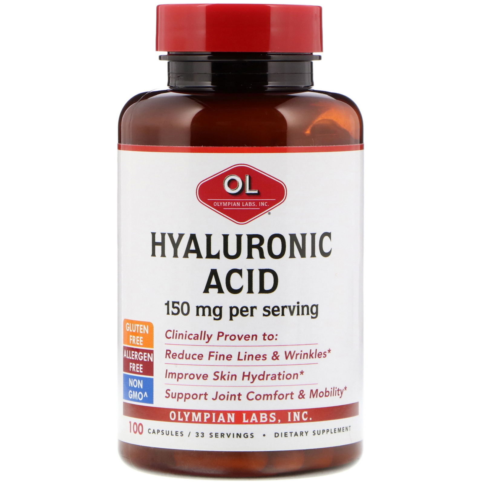 Olympian Labs Inc., Hyaluronic Acid, 150 mg, 100 Capsules