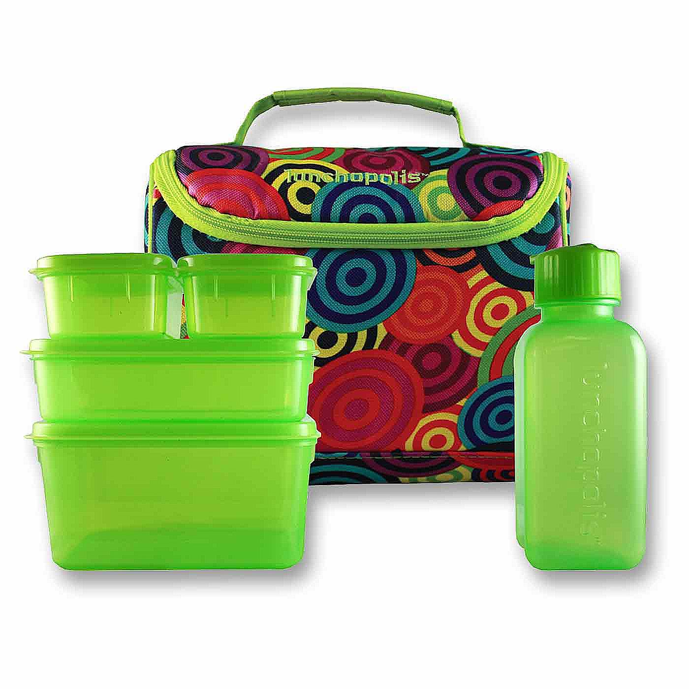 Lunchopolis Lancheira New Wave Enviro Circles/ Verde 5 Itens