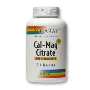 Solaray Cal-Mag Citrato de alta potência com vitamina D 180 Cápsulas