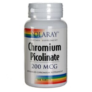 Solaray O picolinato de cromo 200 mcg 100 Tabletes