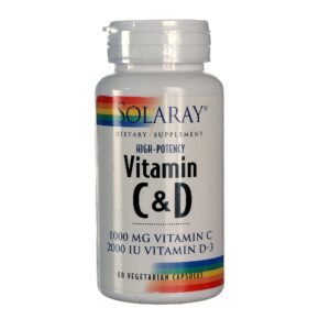 Solaray De alta potência da vitamina C e D 60 Cápsulas Vegetarianas