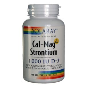 Solaray Cal-Mag de estrôncio com 1000 UI de vitamina D3 120 Cápsulas Vegetarianas