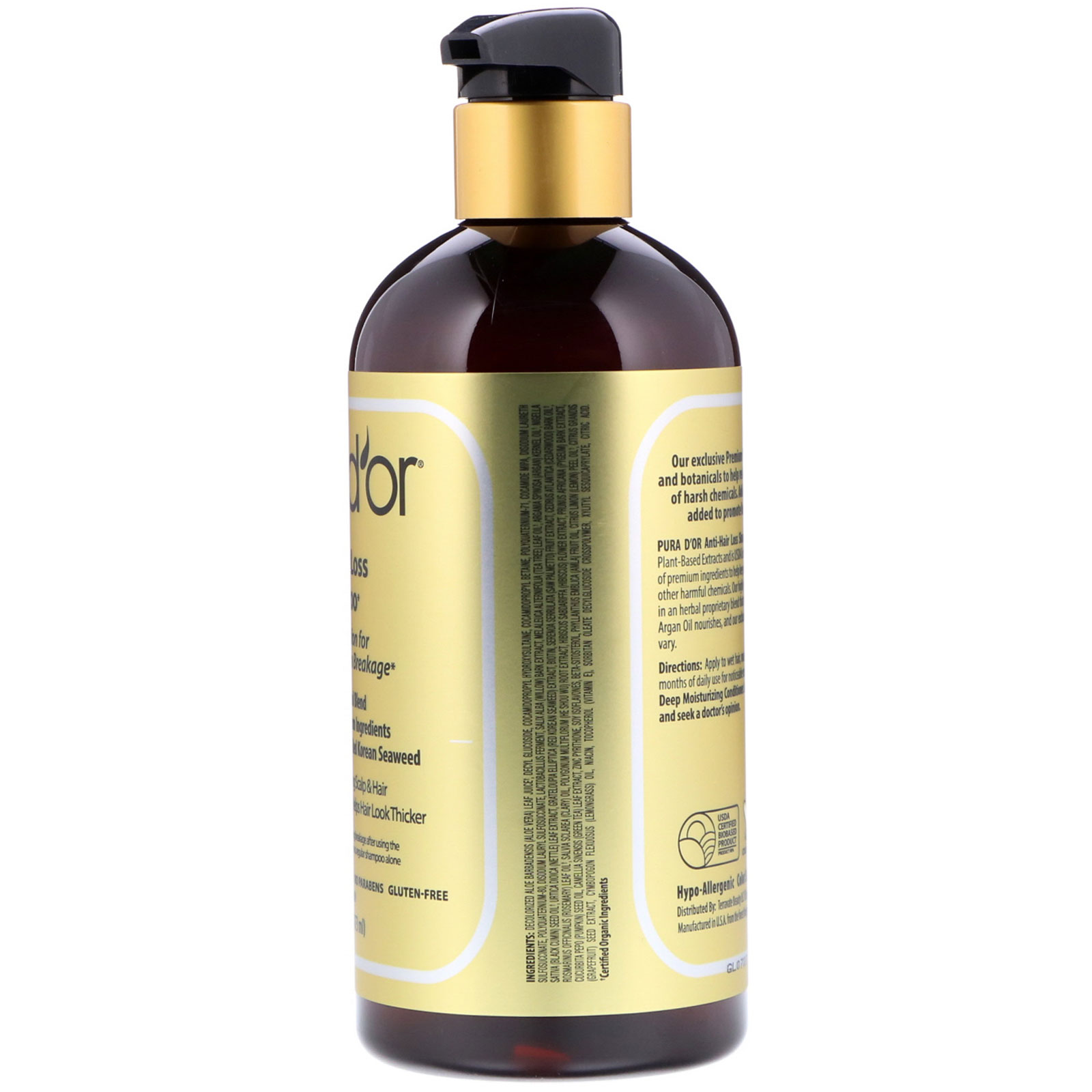 Pura D'or, Anti-Hair Loss Shampoo, For Men and Women, 16 fl oz (473 ml) - Imagem 2