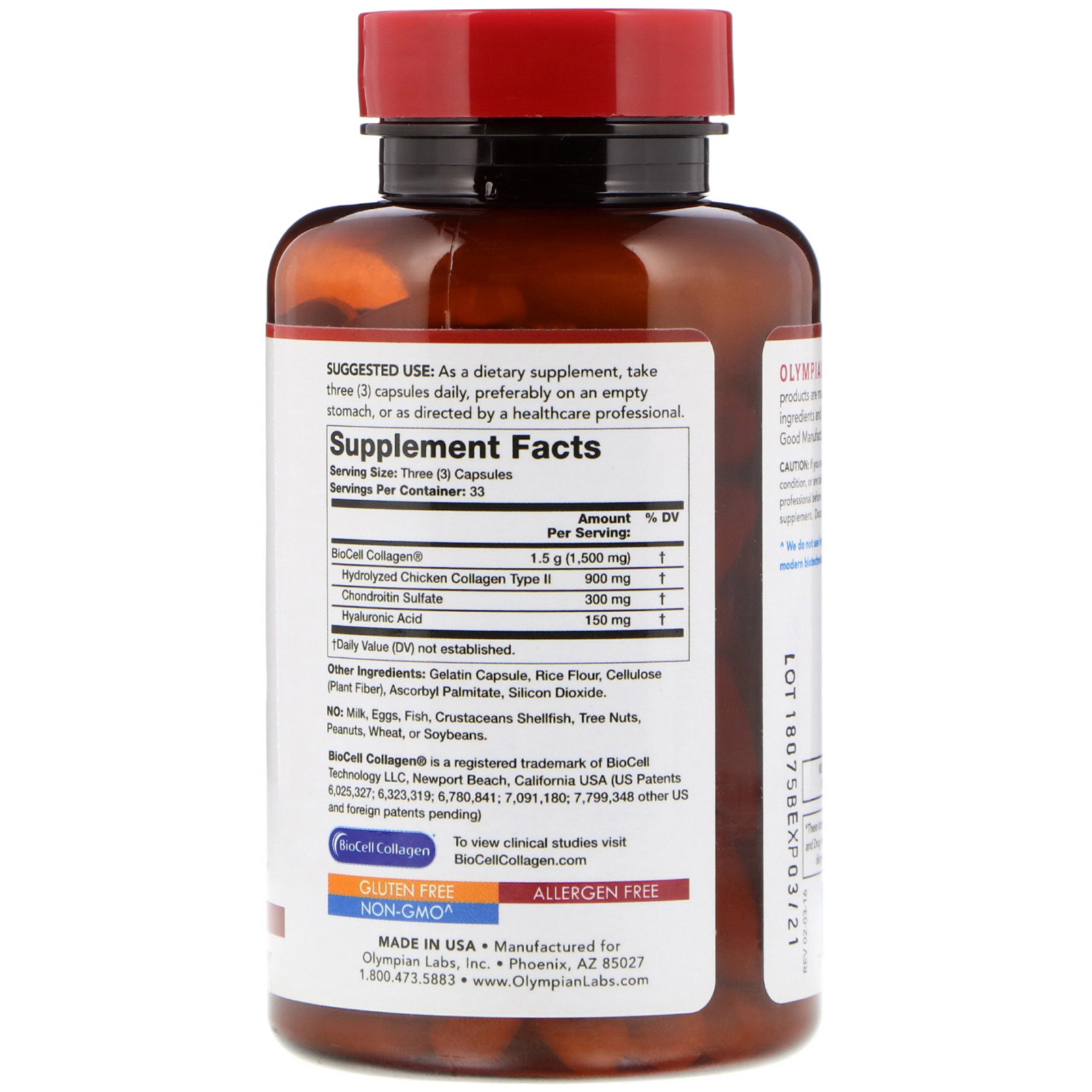 Olympian Labs Inc., Hyaluronic Acid, 150 mg, 100 Capsules - Imagem 2