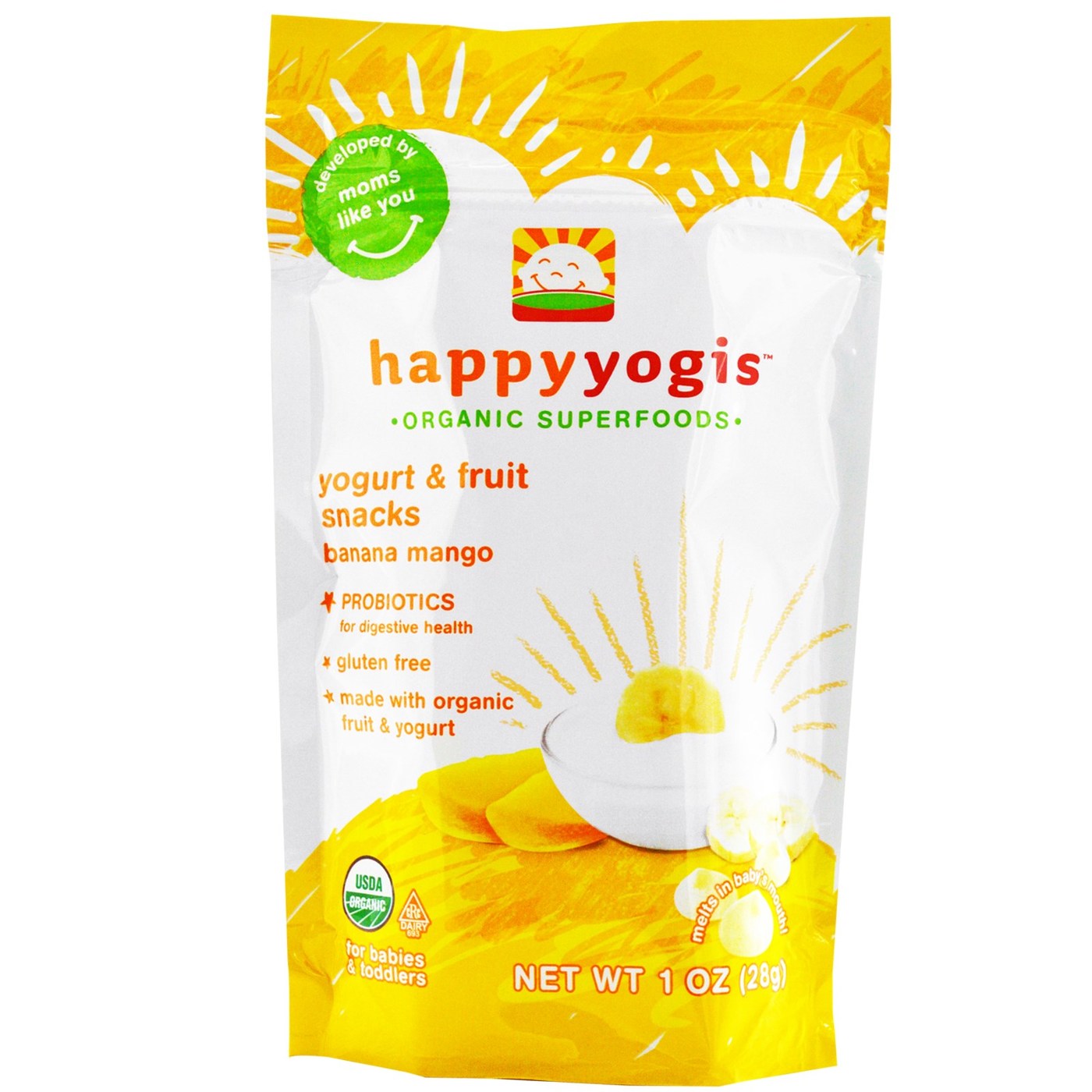 Yogis Happy Happy Bebê Banana Mango 8 un. 1 oz/ 28 gr